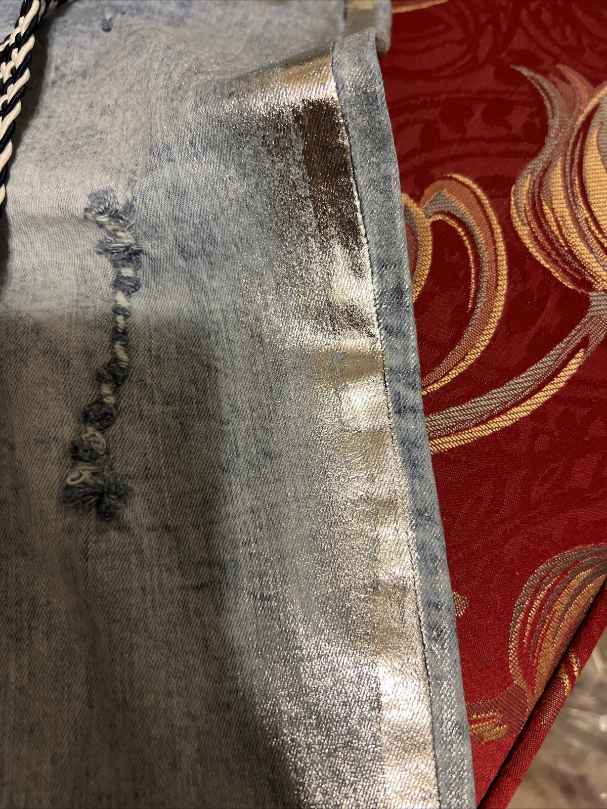 LaMaxx Ripped Cropped Jeans Sz 12/3, Side Stripe, Made In Turkey