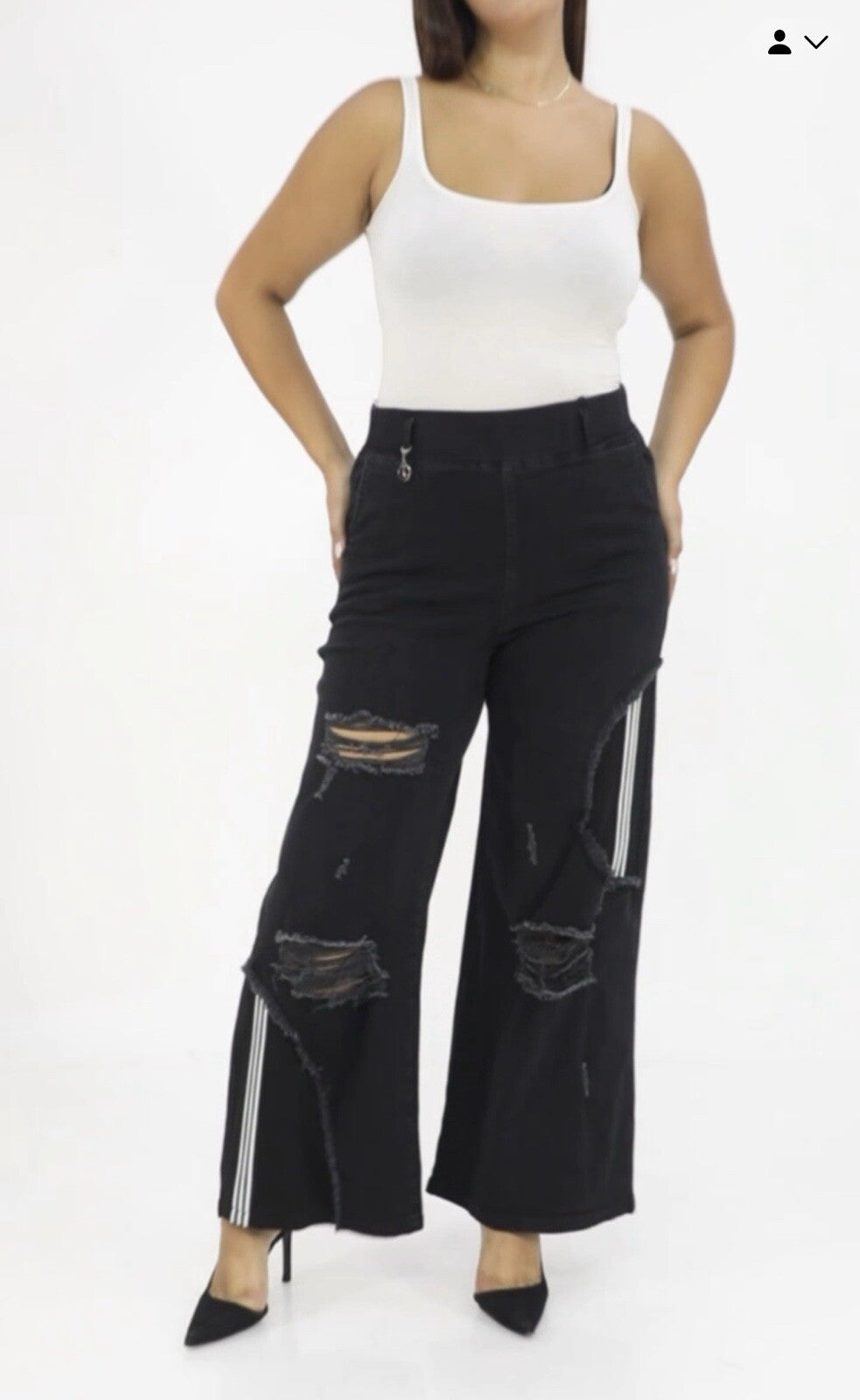 Zanessi Distressed Wide-Leg Jeans Sz 22/56, Made In Turkey
