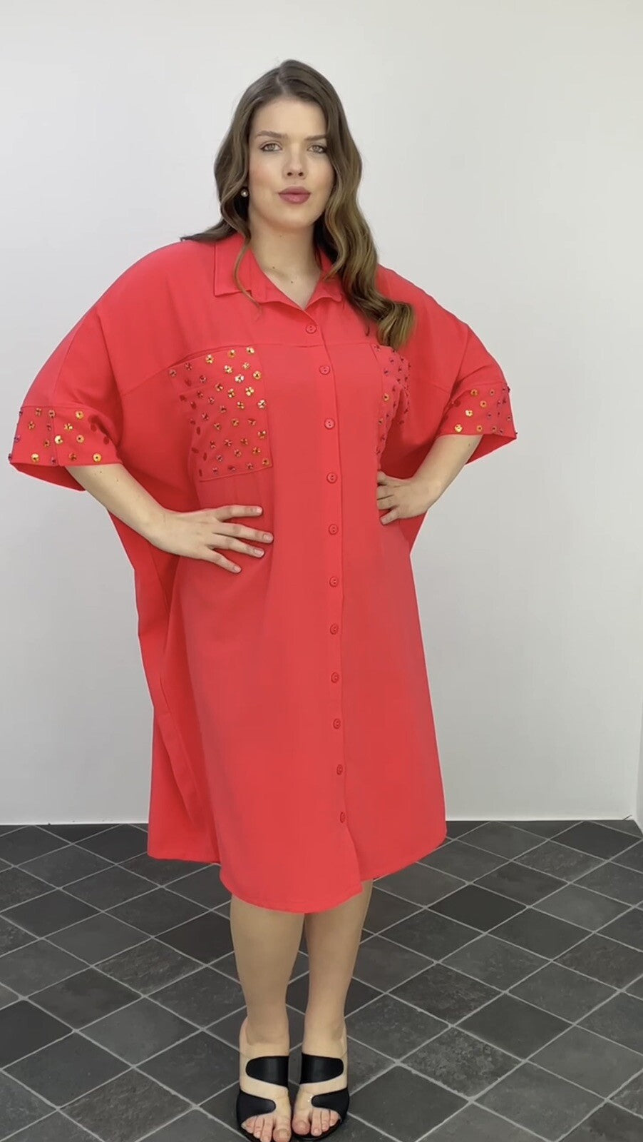 Darkwin Coral Oversized Dress Sz 24/1 Made in Turkey