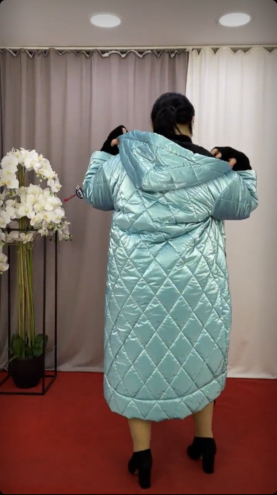 Darkwin Metallic Blue Quilted Coat Sz 18/1 – Turkey Design