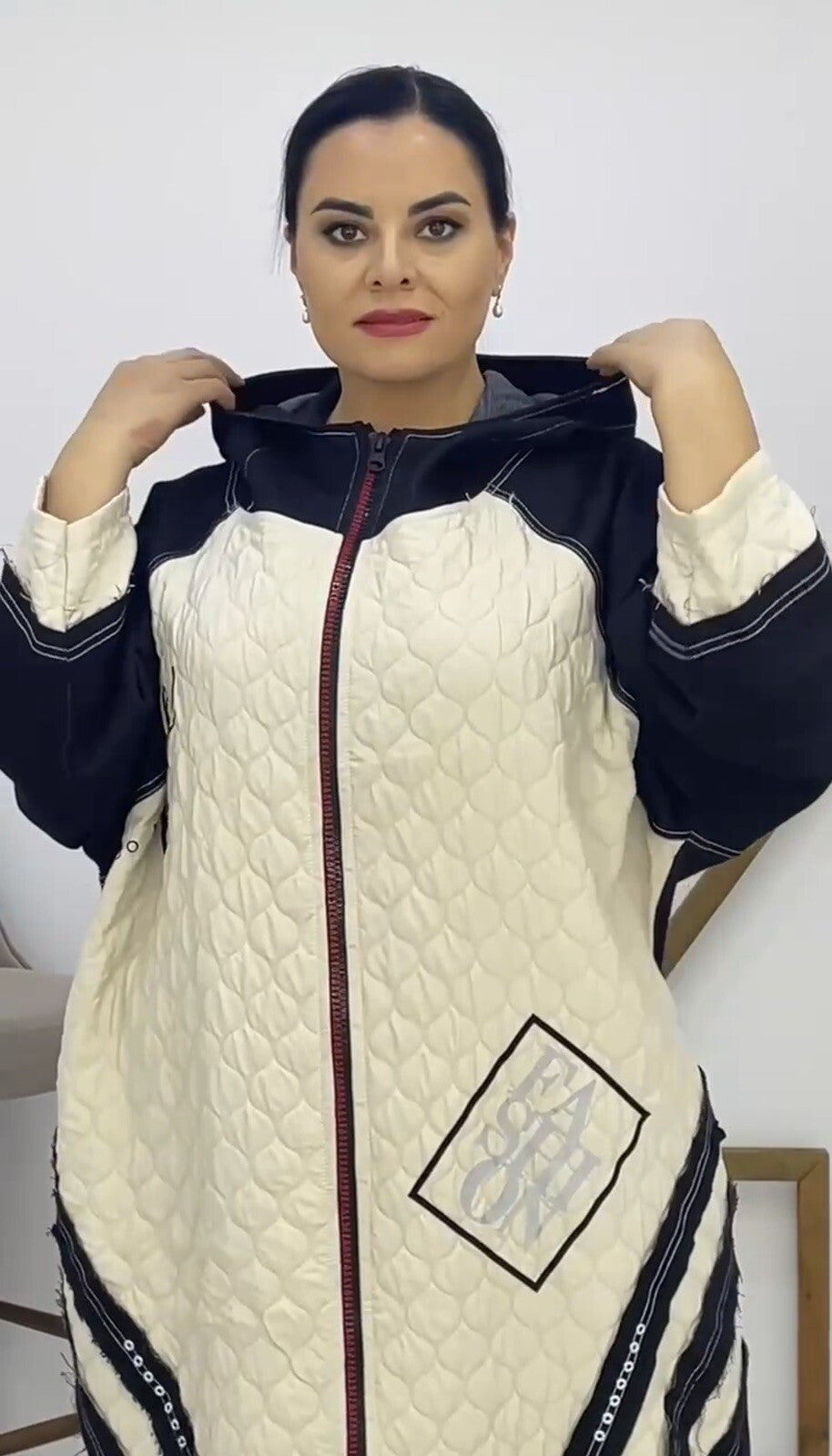 LaVelina Quilted Oversize Cardigan, Chic Streetwear Look, Sz 18/48 Turkey