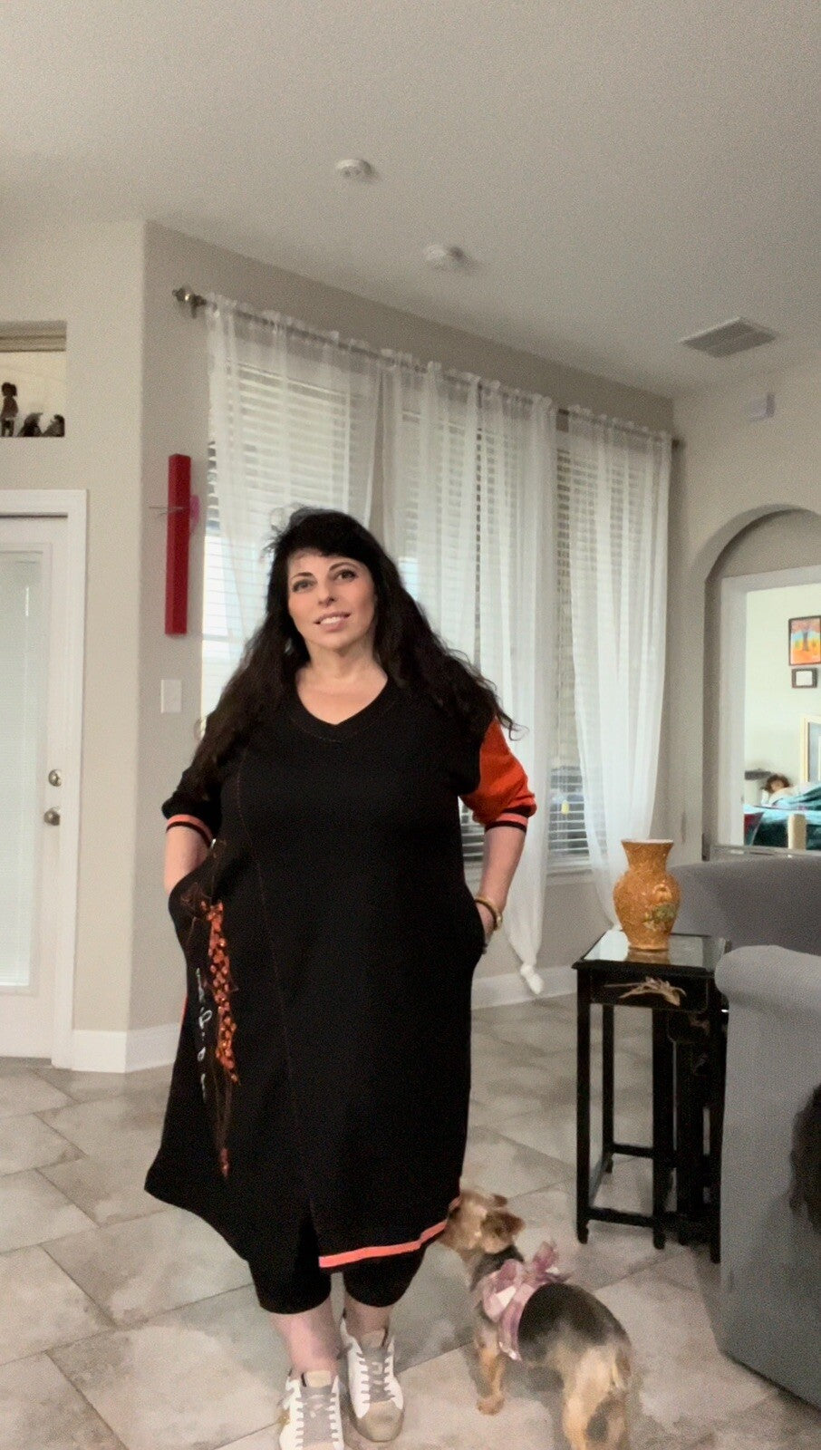 LaMaxx Black & Orange Oversize Dress Sz 20/48 Made In Turkey