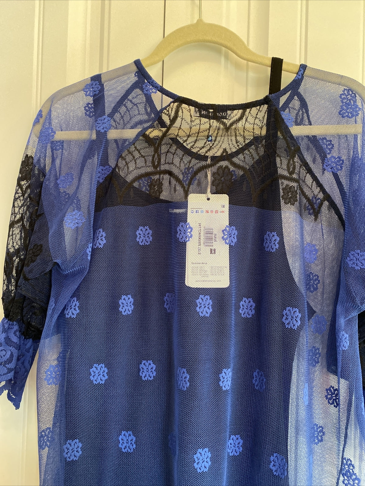 Darkwin Chic Royal Blue Mesh Lace 2 Pcs Dress Sz 18 Made In Turkey