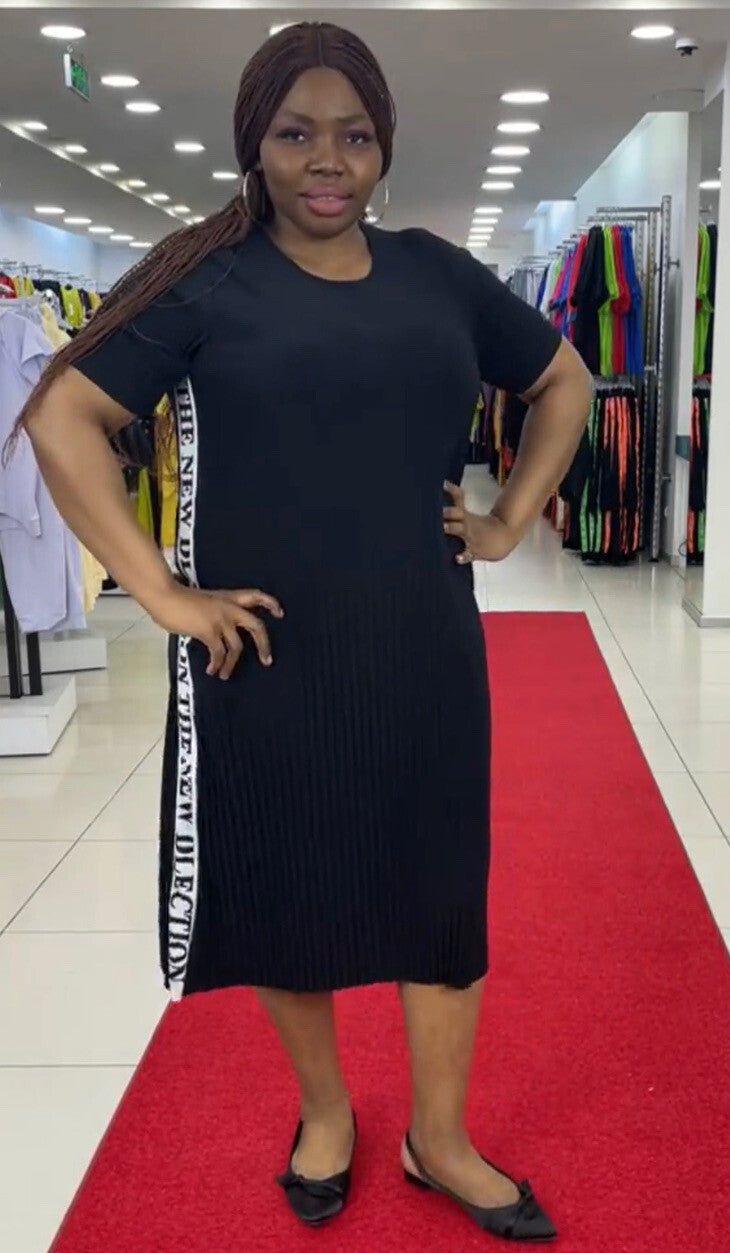 Darkwin Sport Chic Black Dress Sz 3XL Made In Turkey Casual Midi