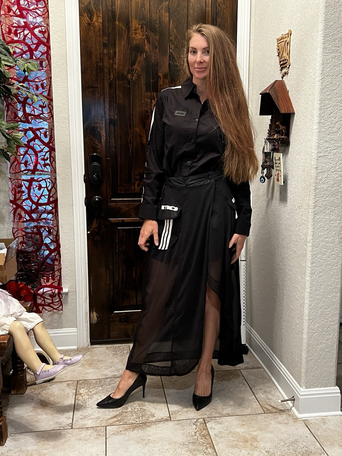 Bukezy Women’s 2-Piece Set Sz L | Made in Turkey Shirt Dress & Mesh Skirt