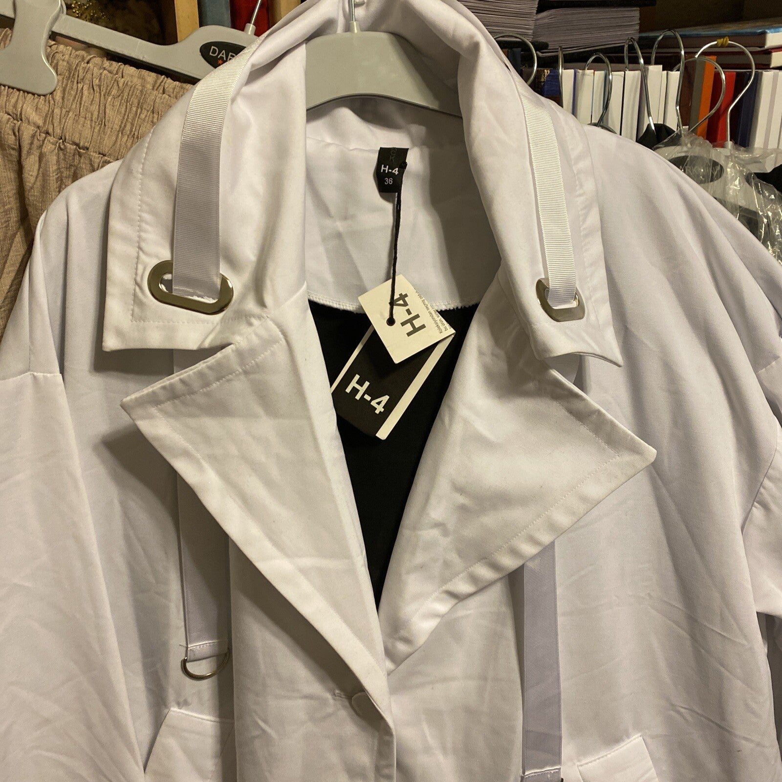H4 Oversize Jacket Coat Sz 14/36 White Modern Streetwear Made in Turkey