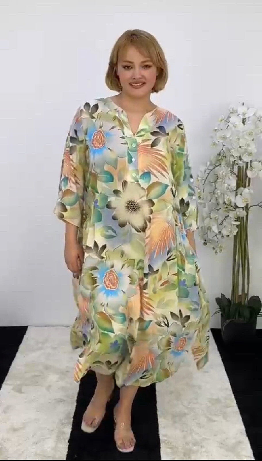 Darkwin Colorful Boho Floral Dress Sz 24/2 Made in Turkey
