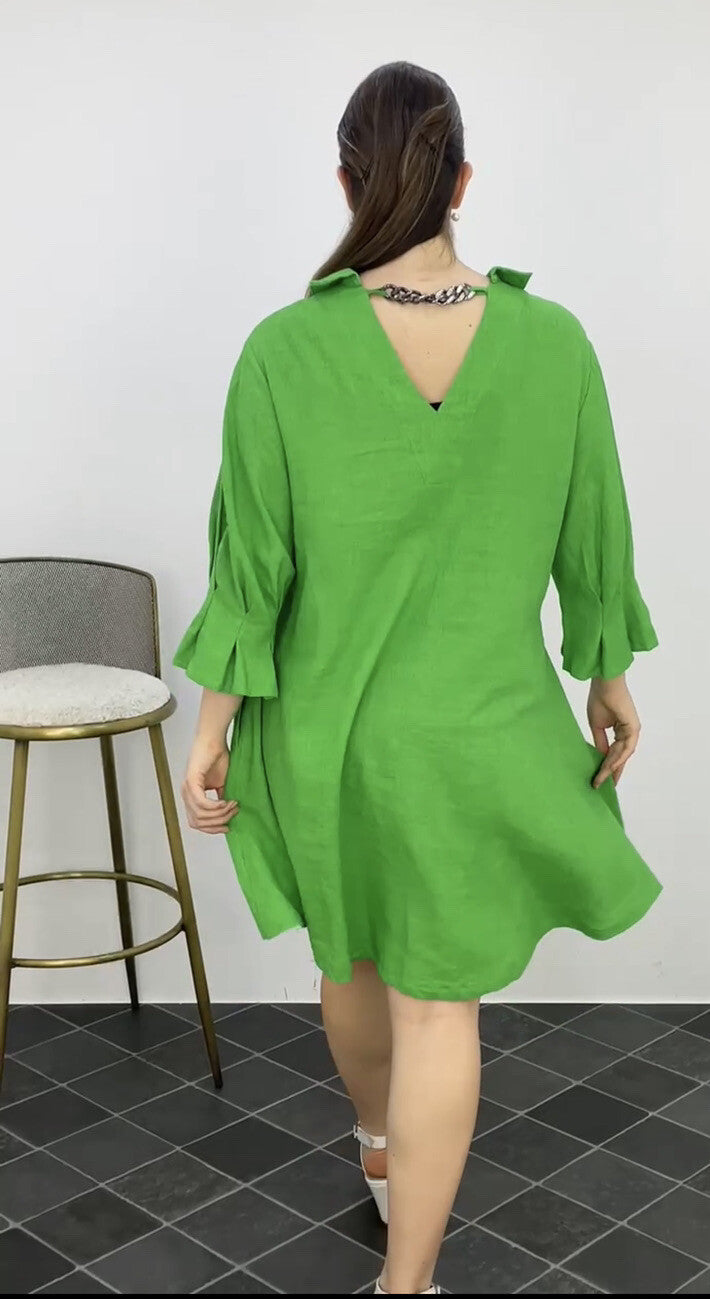 Darkwin Green Button-Down Dress Sz 18/1 Made in Turkey – Flared Fit