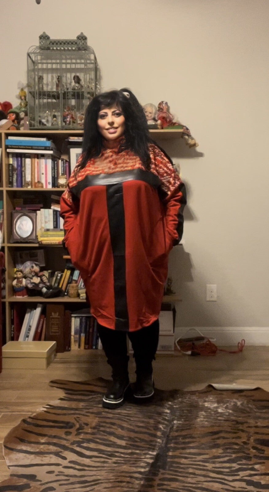Maxlive Oversized Brick Dress Faux Leather Accent Sz 26/6 Made In Turkey