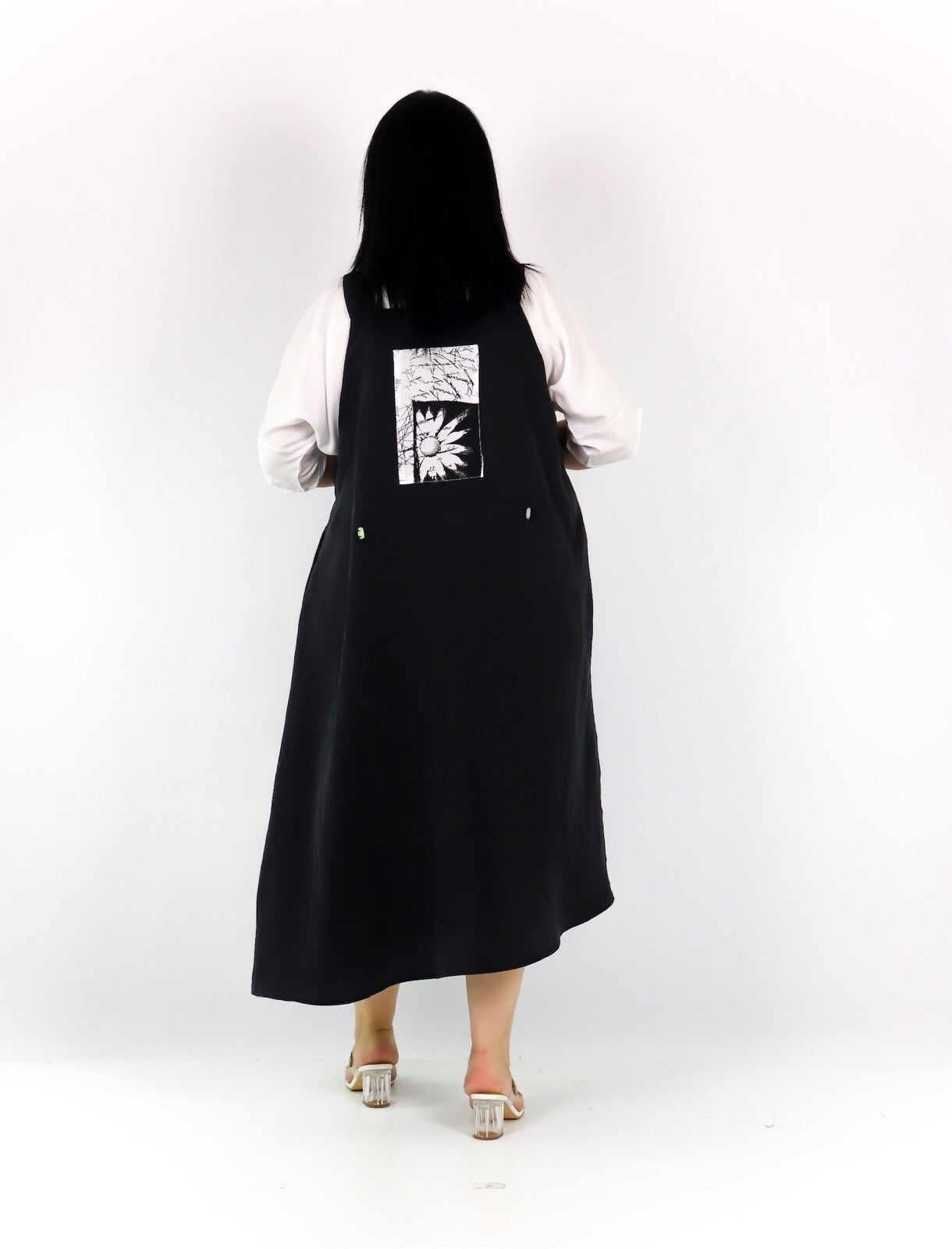 Darkwin 2-Pc Dress Set, Sz 20/2 Made in Turkey, Black & White Layered