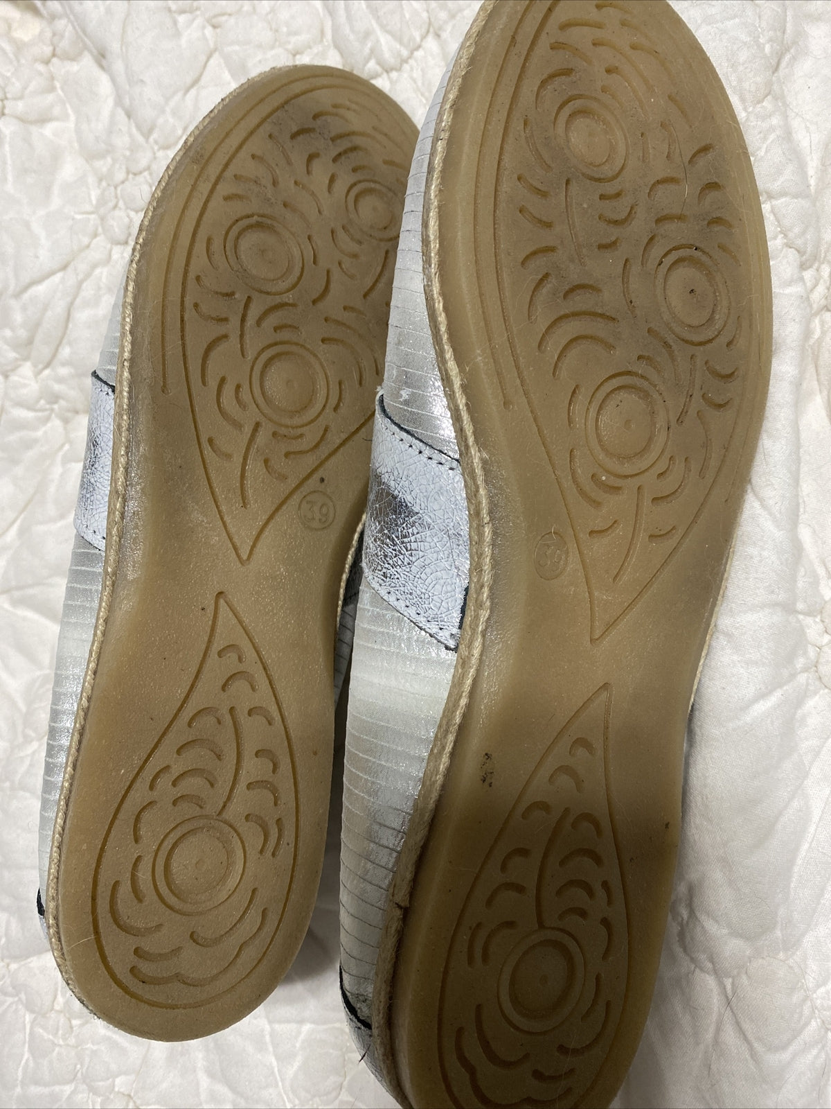 Sommerkind Silver New Leather Loafers, Sz 8.5 (39)