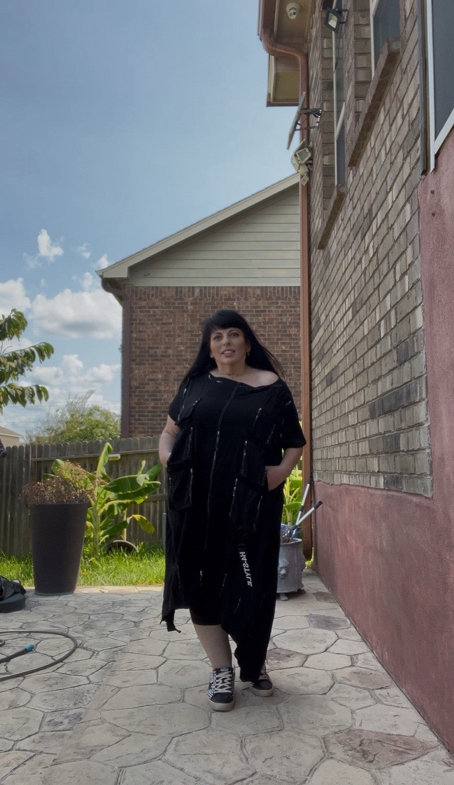 H4 Oversized Black Asymmetrical Dress Sz 16-18/36 Plus Size Made in Turkey