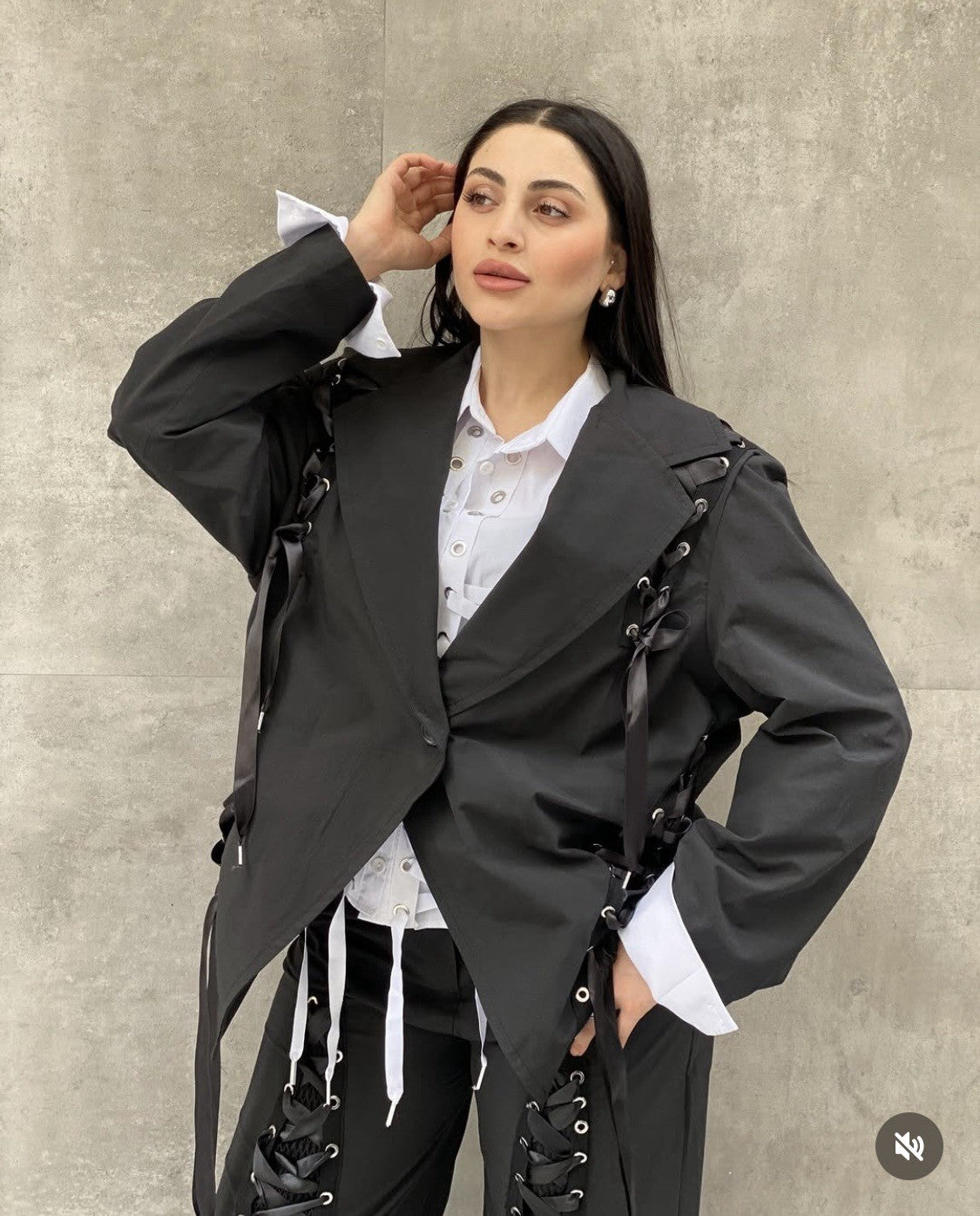 H4 Oversized Blazer Jacket, Lace-Up Statement Style, Sz 8-10/36 Turkey