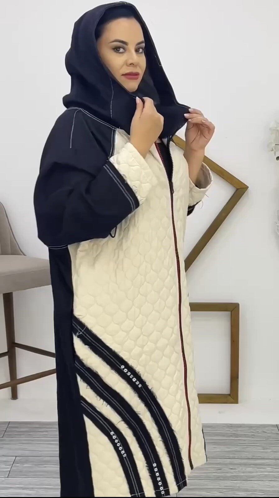 LaVelina Quilted Oversize Cardigan, Chic Streetwear Look, Sz 18/48 Turkey