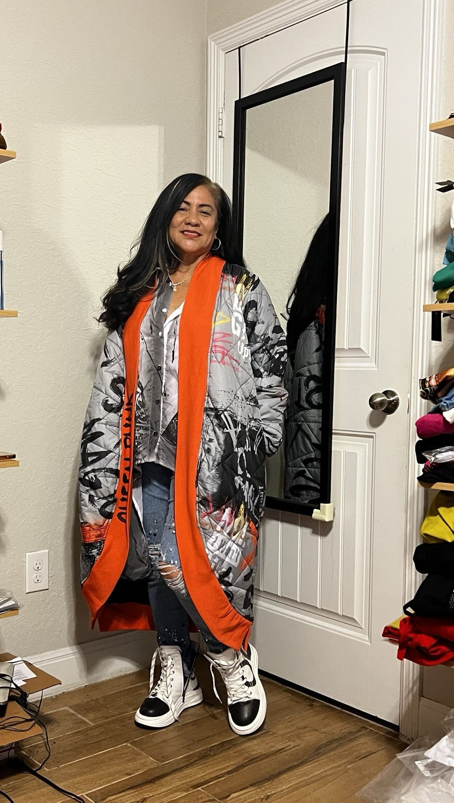 Edgy Punk Queen Coat XL Quilted Streetwear Made in Turkey