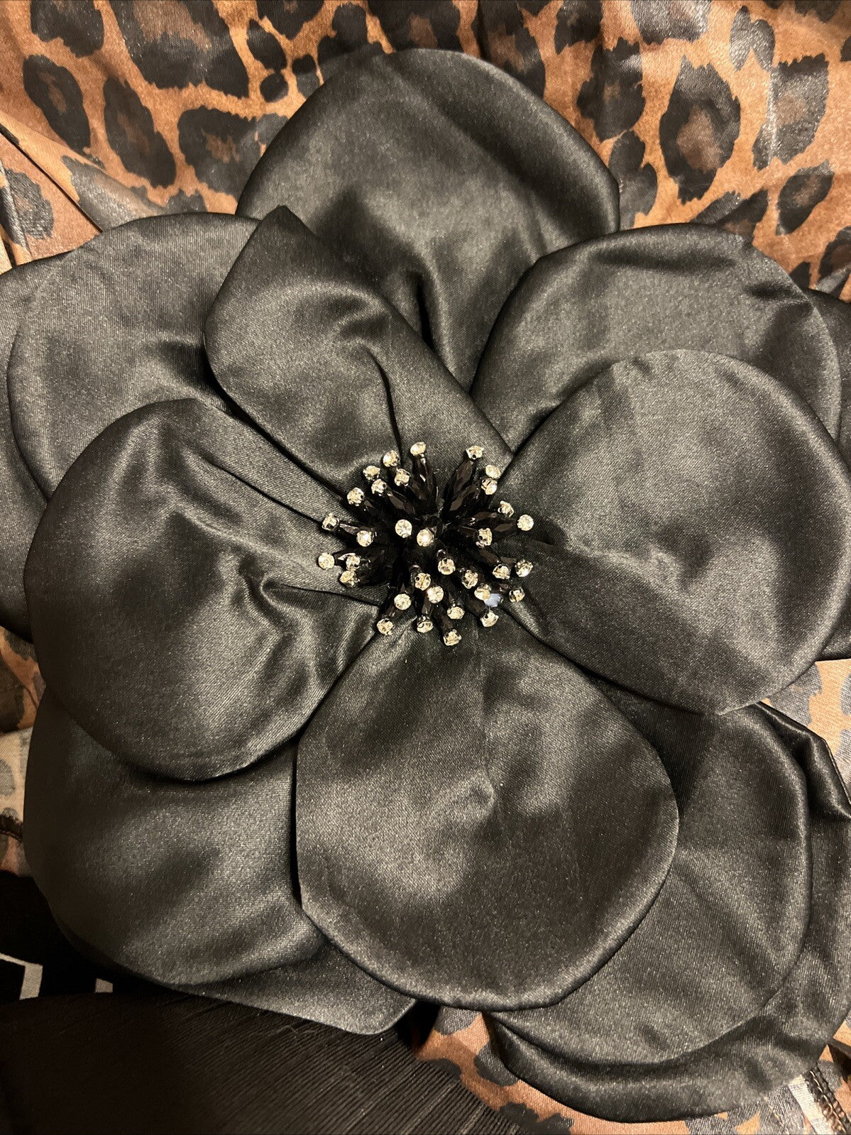 Luxury Black Satin Flower Accent – Made in Turkey