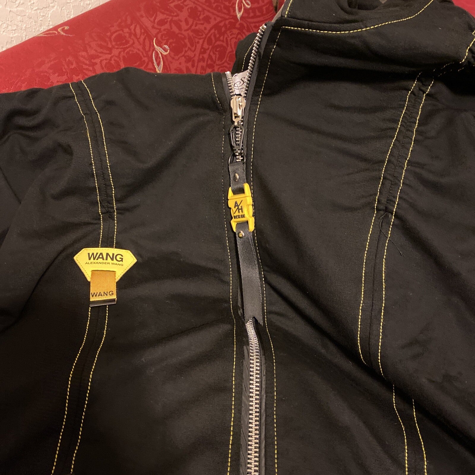 Selly 2 Pcs Suit, Black & Yellow Zip Jacket & Pants, Sz 22/52, Made In Turkey