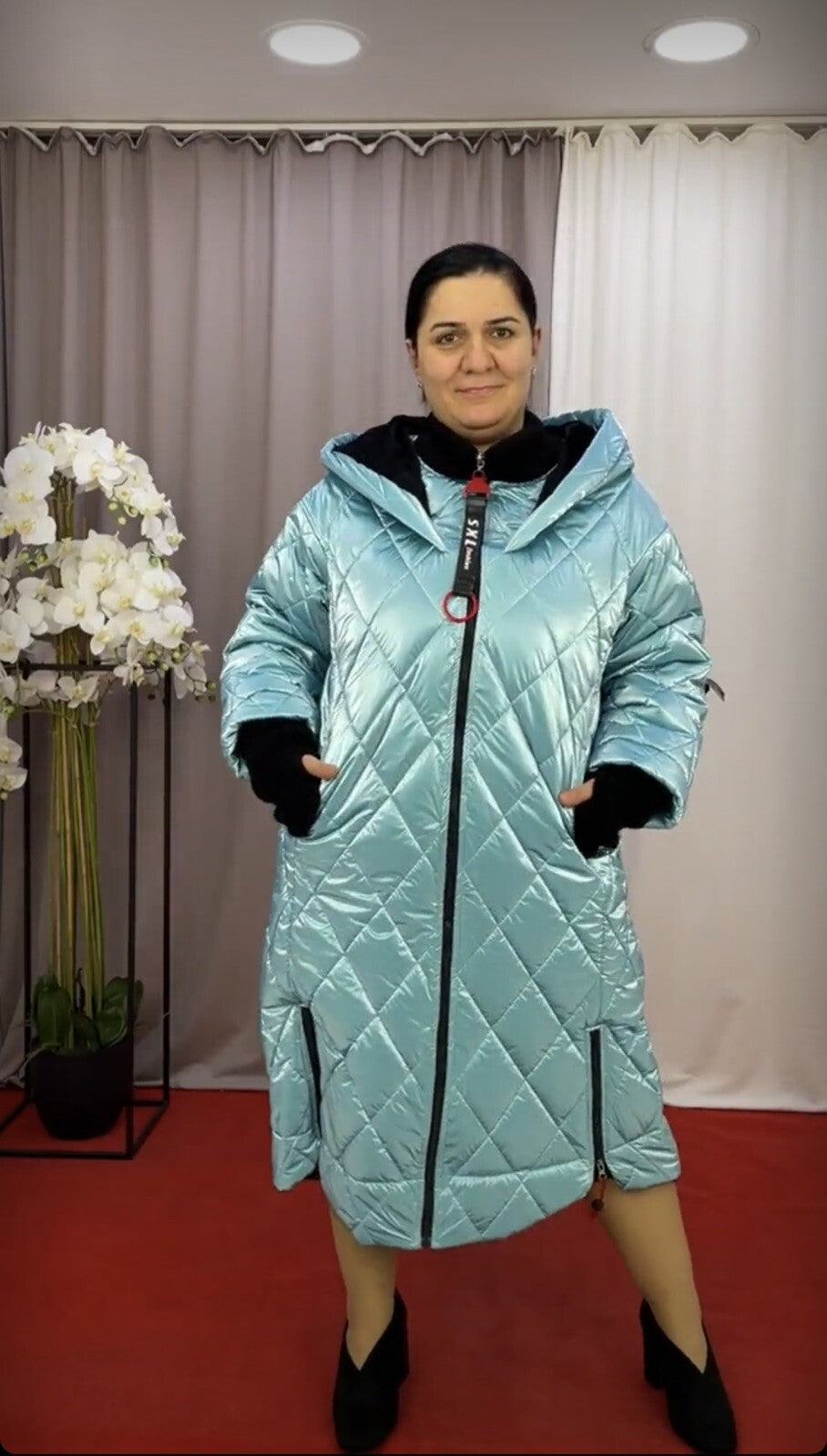 Darkwin Metallic Blue Quilted Coat Sz 18/1 – Turkey Design