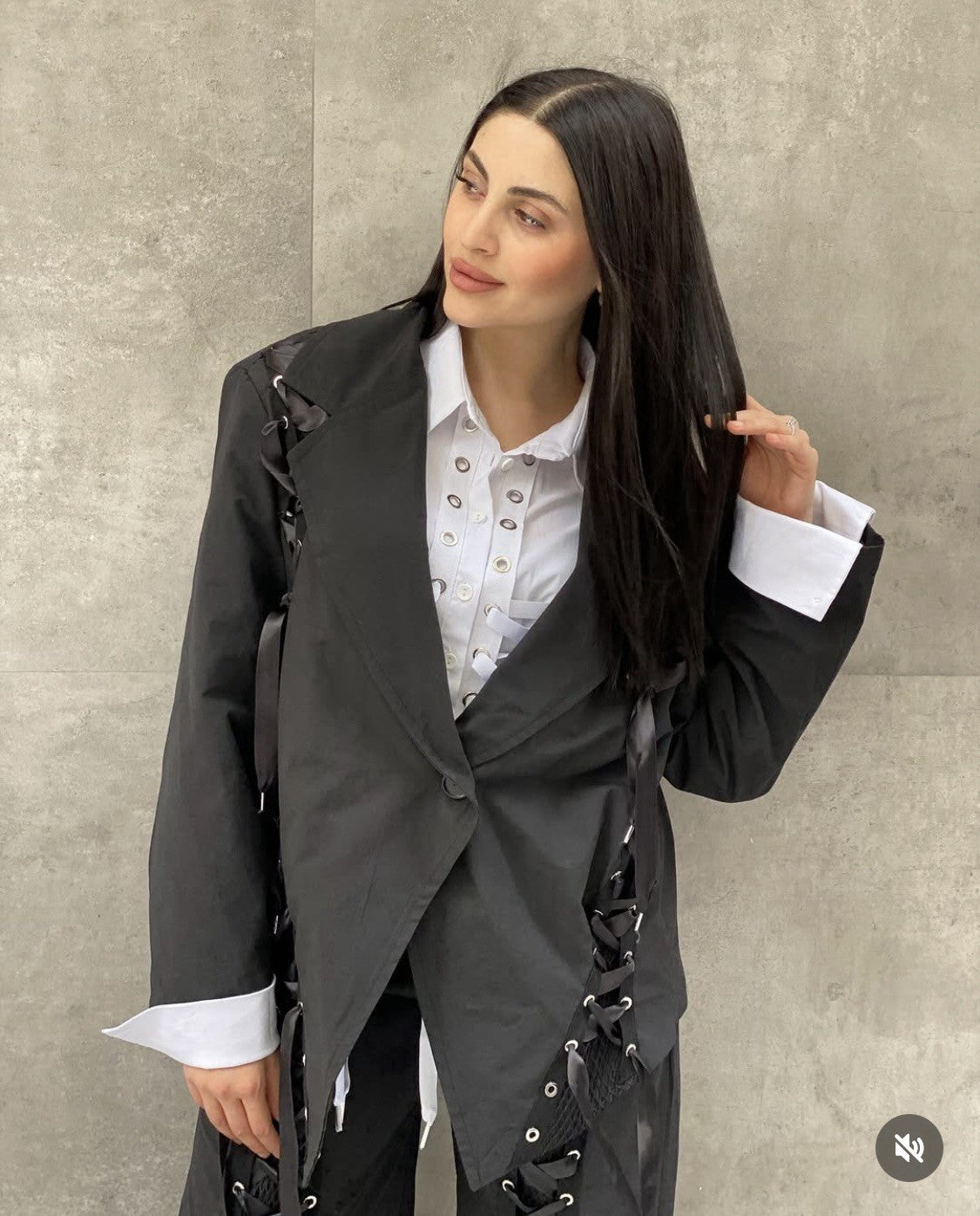 H4 Oversized Blazer Jacket, Lace-Up Statement Style, Sz 8-10/36 Turkey