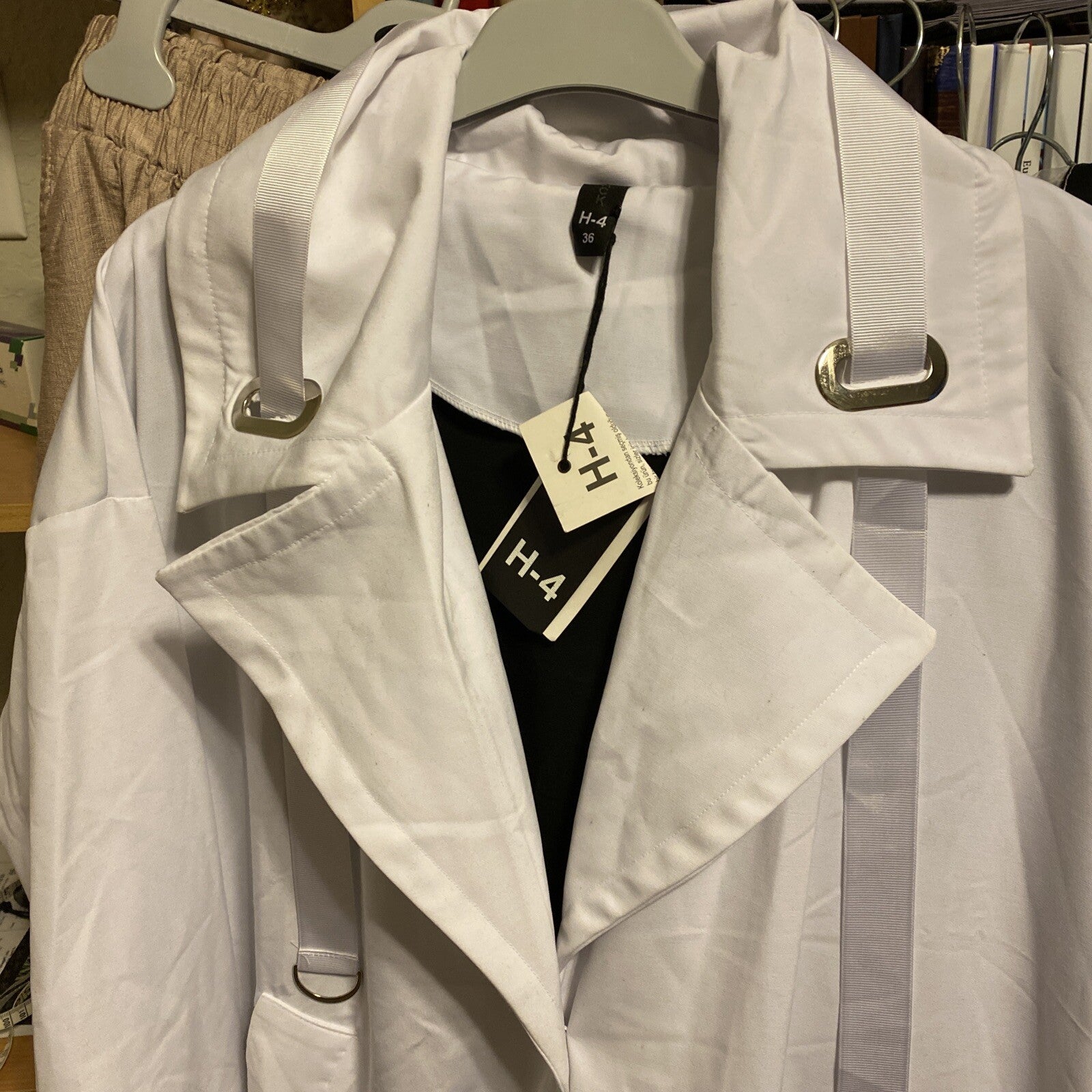 H4 Oversize Jacket Coat Sz 16/38 White Modern Streetwear Made in Turkey