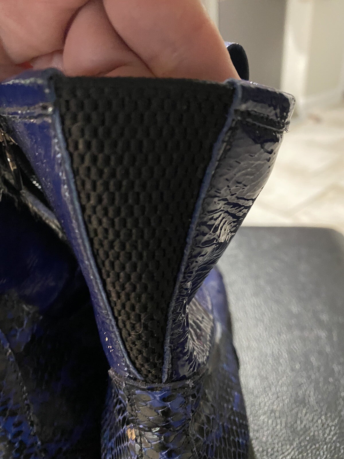 Bouton Black Boots, Beautiful Blue Leather, Made In Italy Sz 8.5 (39)