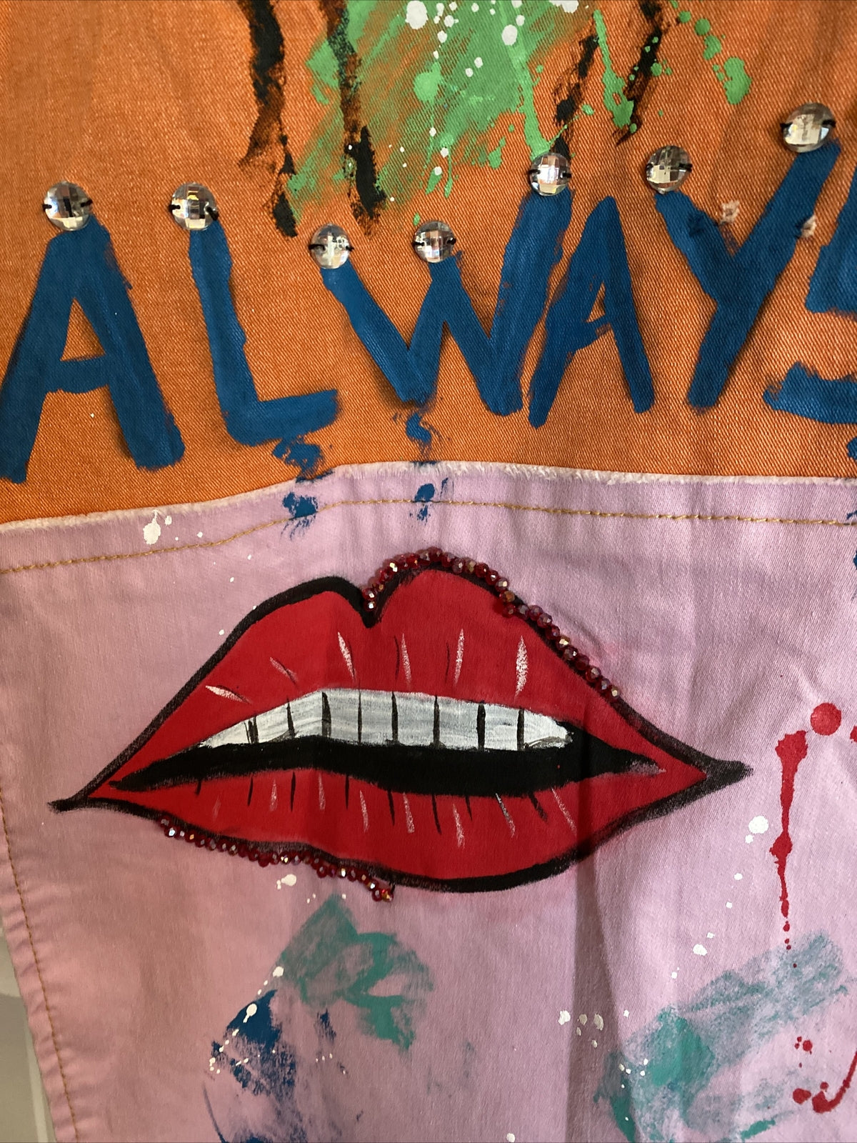 LaVelina Graffiti Art Denim Vest Sz 3X Made In Turkey