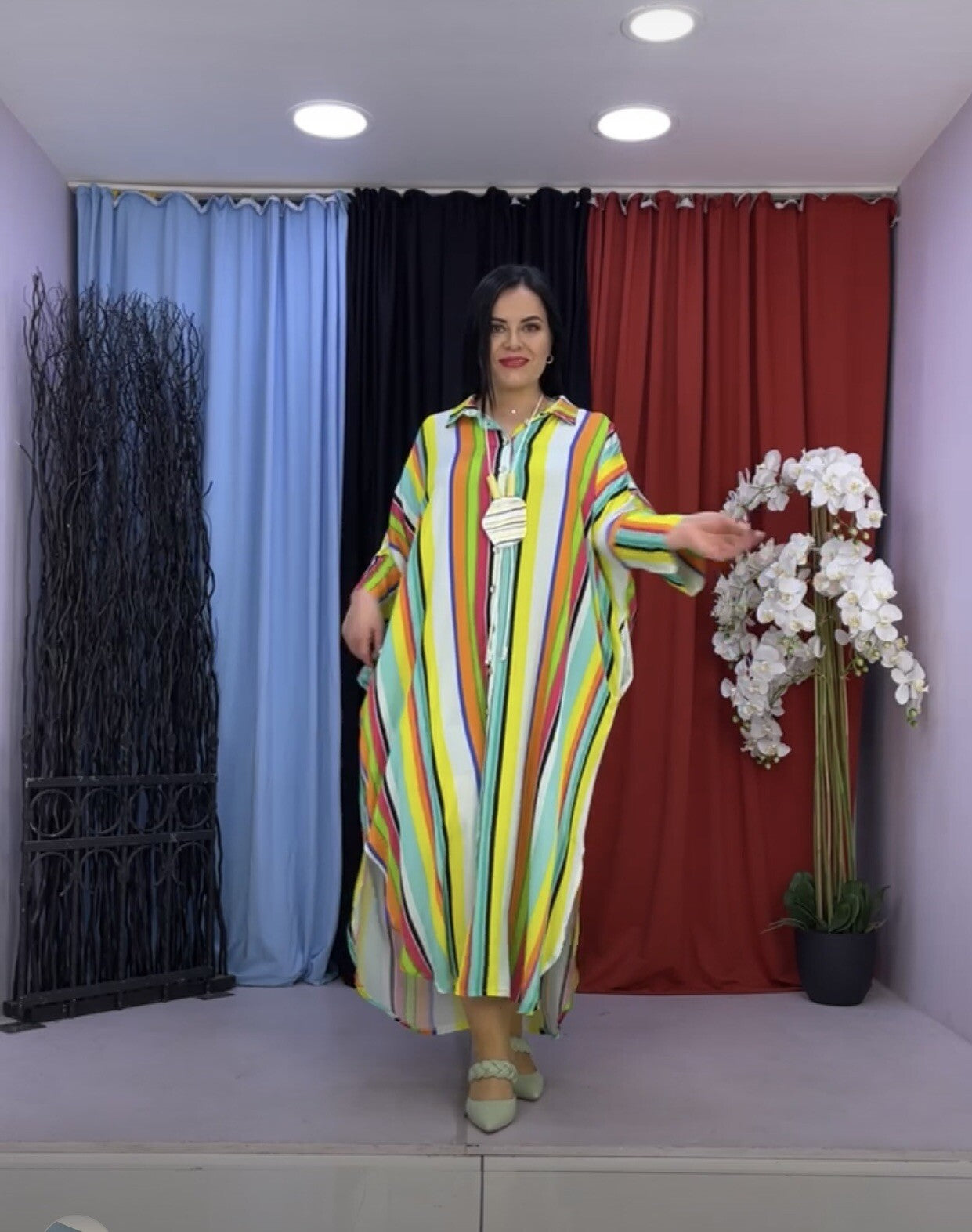 Darkwin Gorgeous Multicolor Striped Maxi Dress Sz 24/2 Made In Turkey
