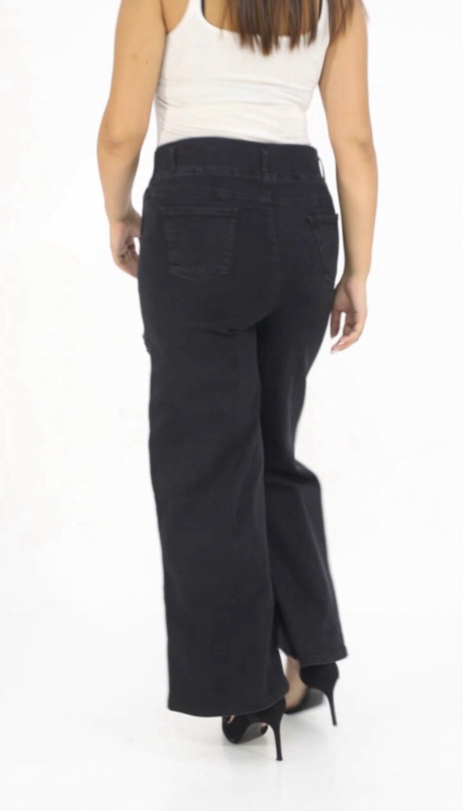 Zanessi Distressed Wide-Leg Jeans Sz 22/56, Made In Turkey