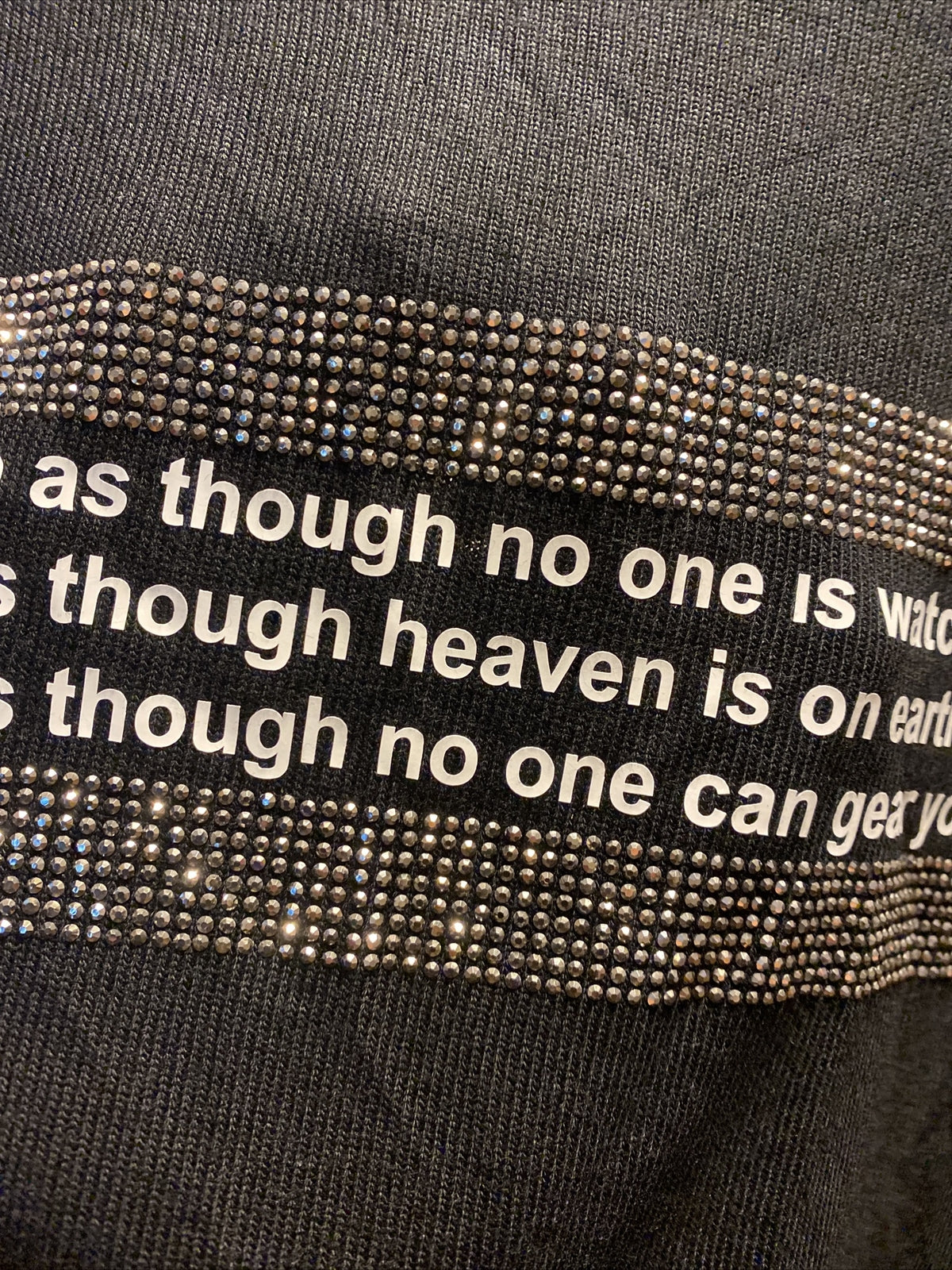 Darkwin Rhinestone Quote Black Top, Sz 18, Made in Turkey