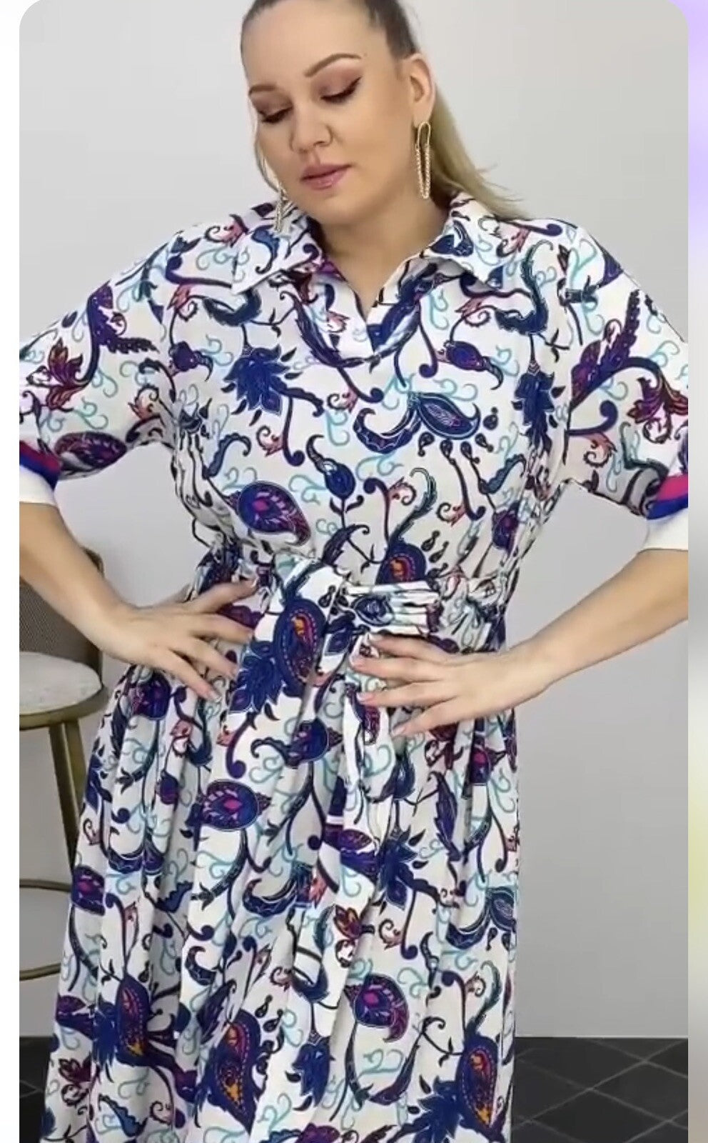 Darkwin Plus Size Boho Maxi Shirt Dress, Sz18/1, Turkish Fashion