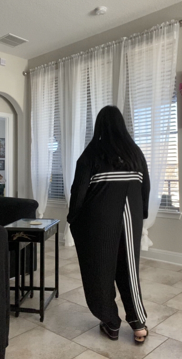 Darkwin Black White Hooded Cardigan XL Street Style Oversized Turkey