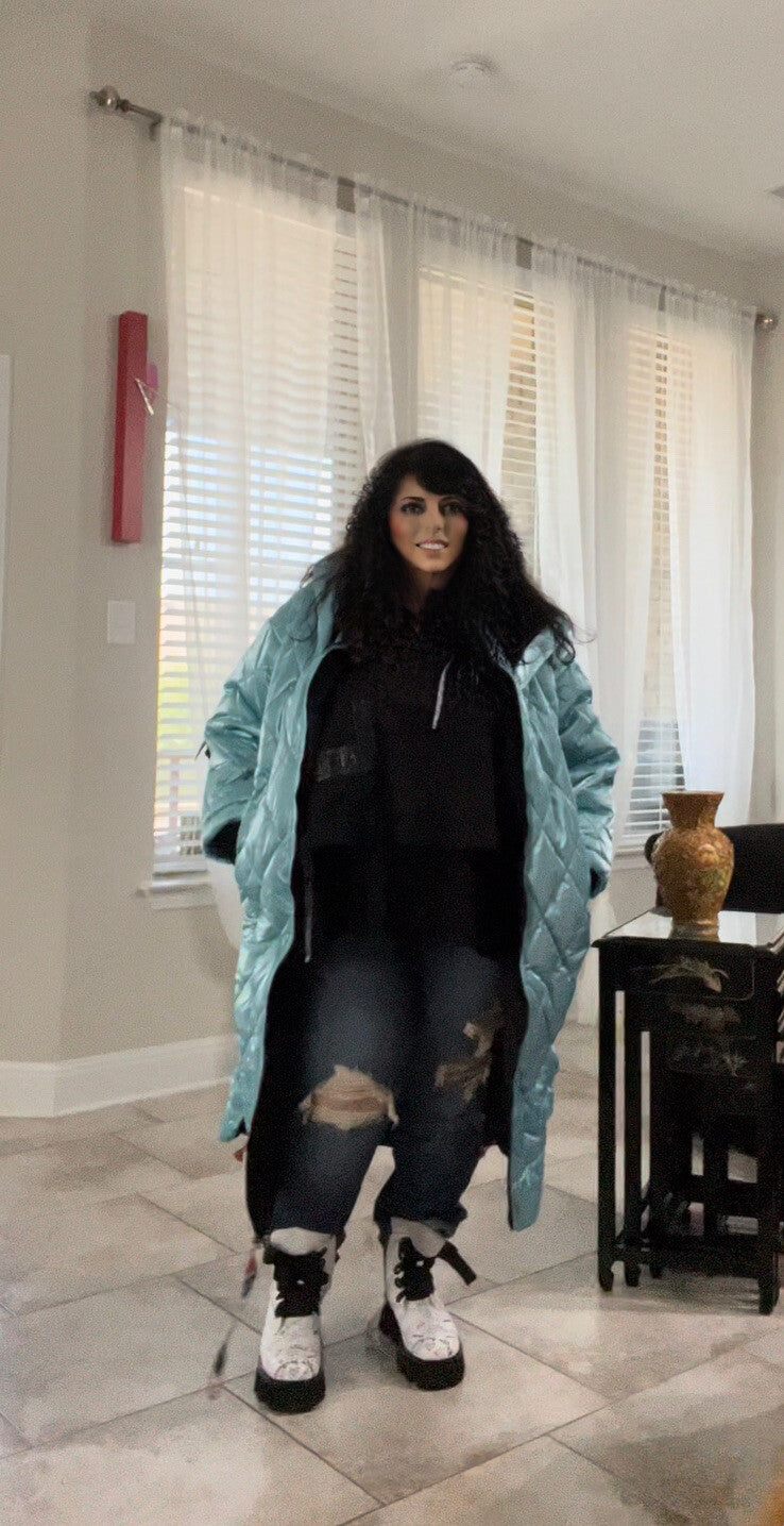 Darkwin Metallic Blue Quilted Coat Sz 18/1 – Turkey Design