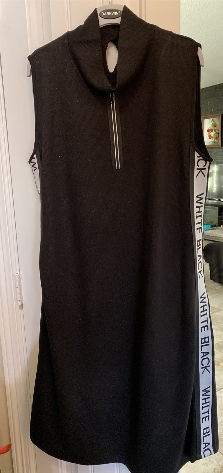 Darkwin 2 Pcs Suit, Black Dress & Jacket “White Black”, Sz 20/2, Made In Turkey