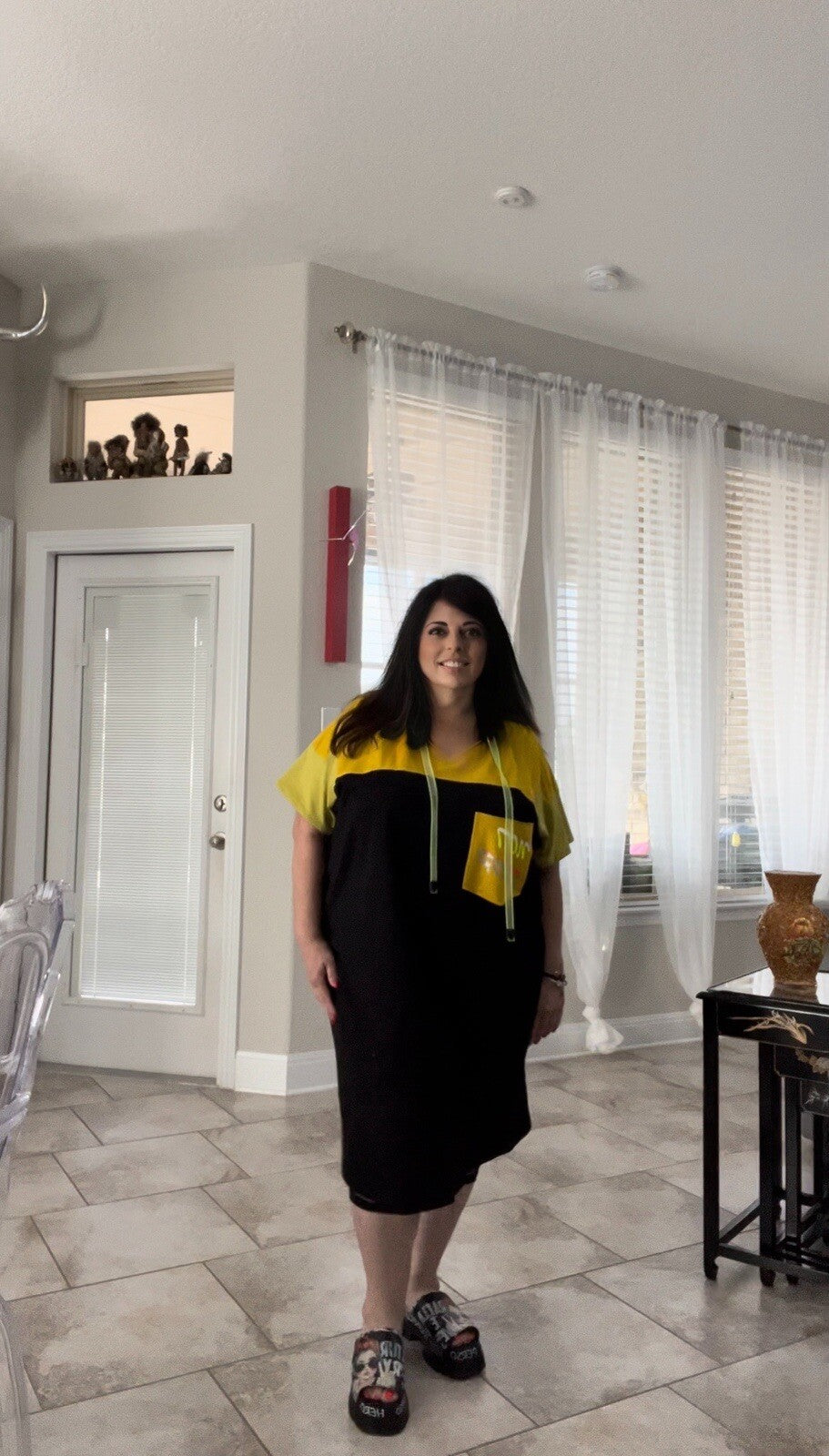Darkwin Oversized Color Block Dress Sz 20/2 Black Yellow Made in Turkey
