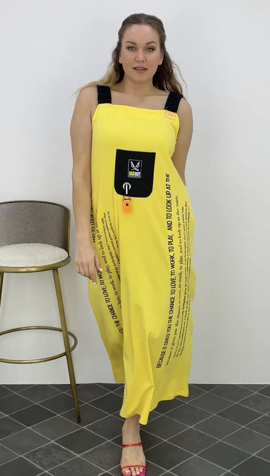 Darkwin Sundress Sz 18/1 Made in Turkey | Yellow Maxi Summer Dress
