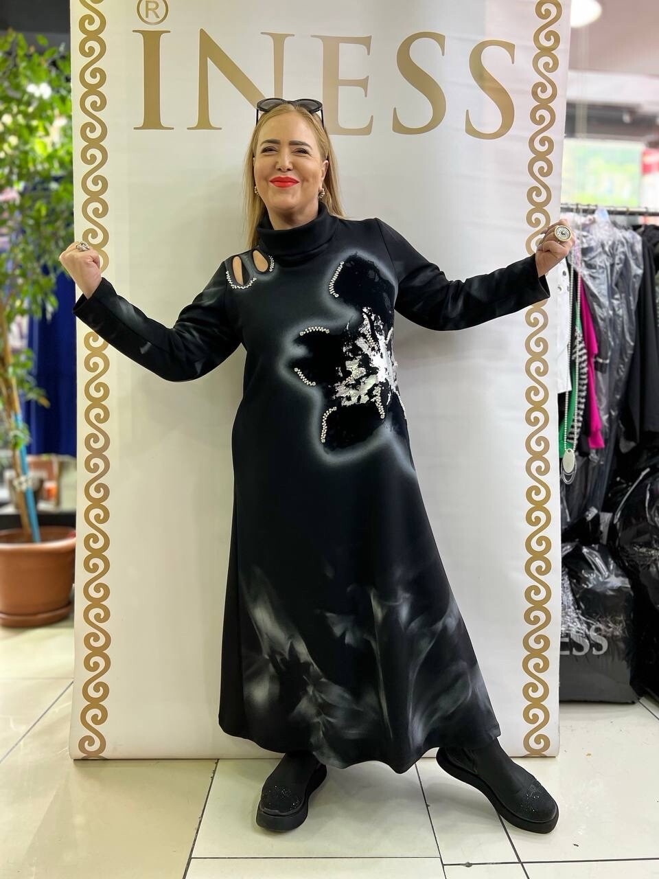 Rita Fink Dress Sz 18 | Made in Turkey Black Long Sleeve Maxi