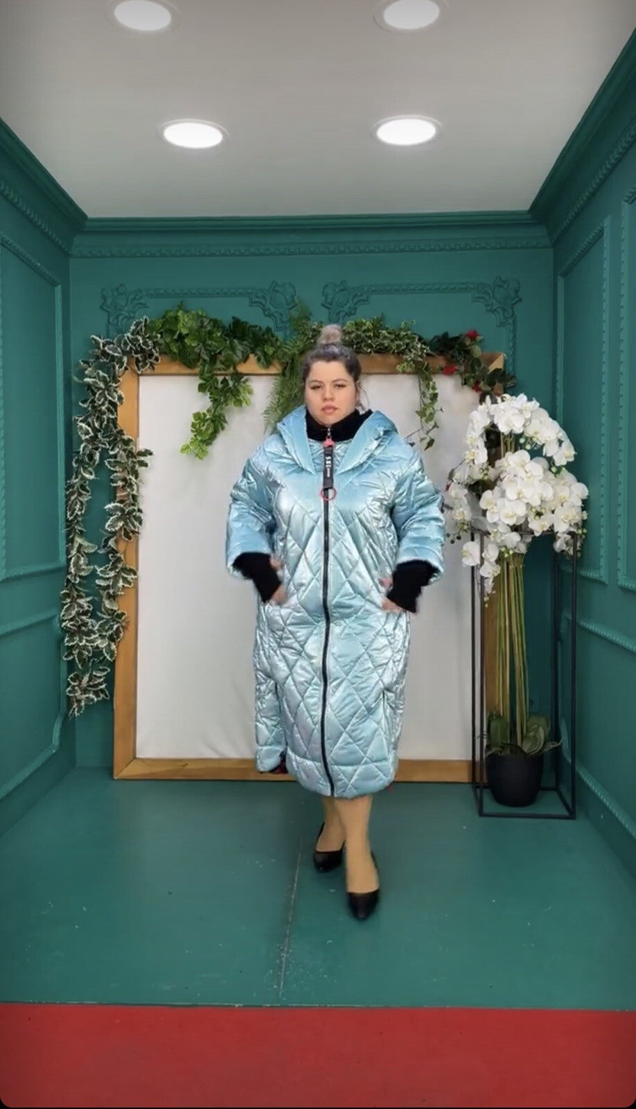 Darkwin Metallic Blue Quilted Coat Sz 18/1 – Turkey Design