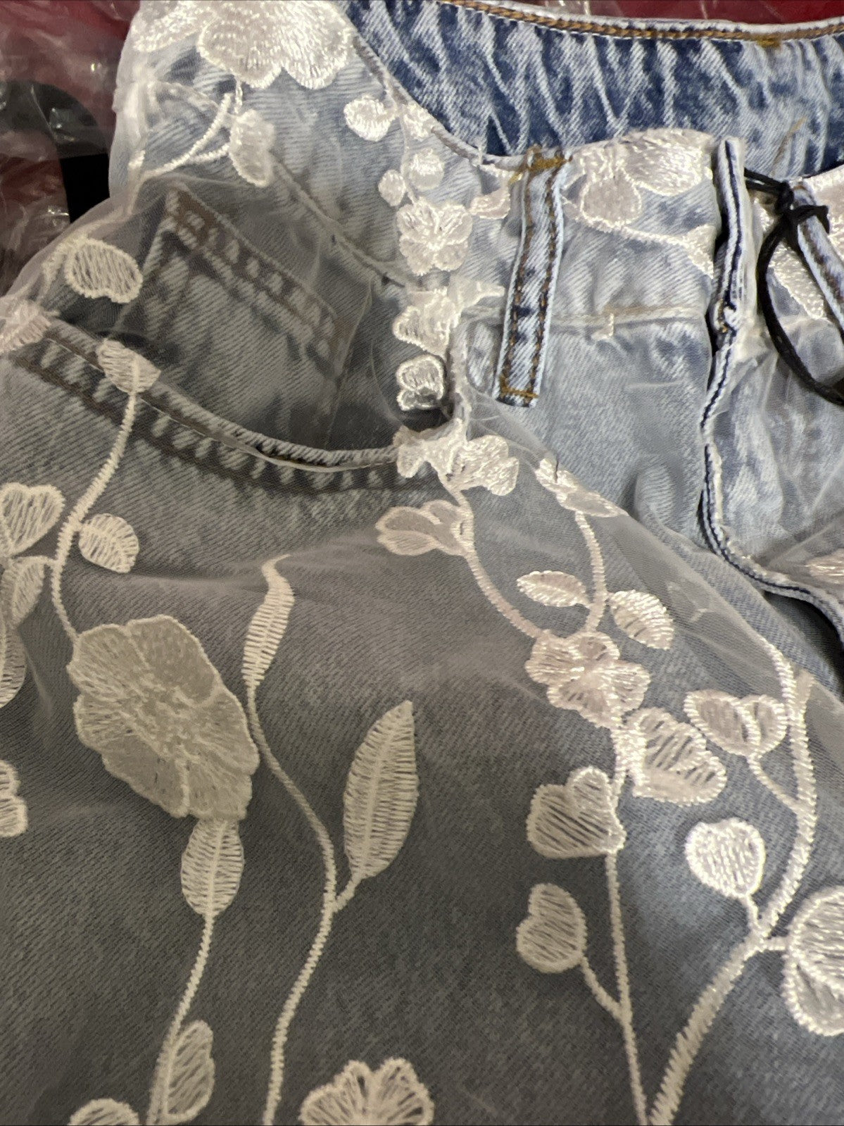 TW3 Women’s Jeans, 3D Floral Wide Leg Denim Pants, Sz S Turkey
