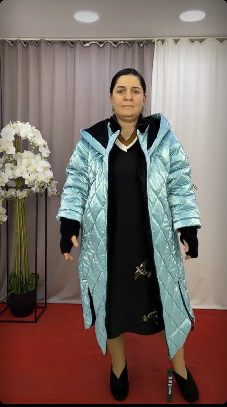 Darkwin Metallic Blue Quilted Coat Sz 18/1 – Turkey Design