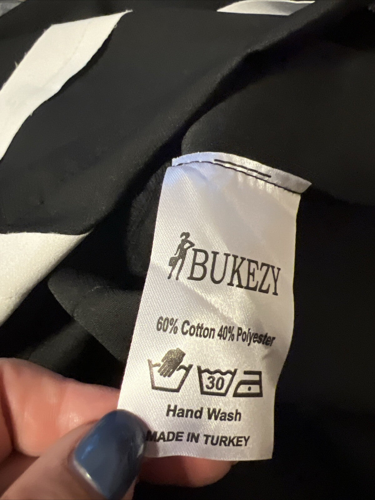 Bukezy Women’s 2-Piece Suit Sz XS Made in Turkey Black Ivory Geometric Set