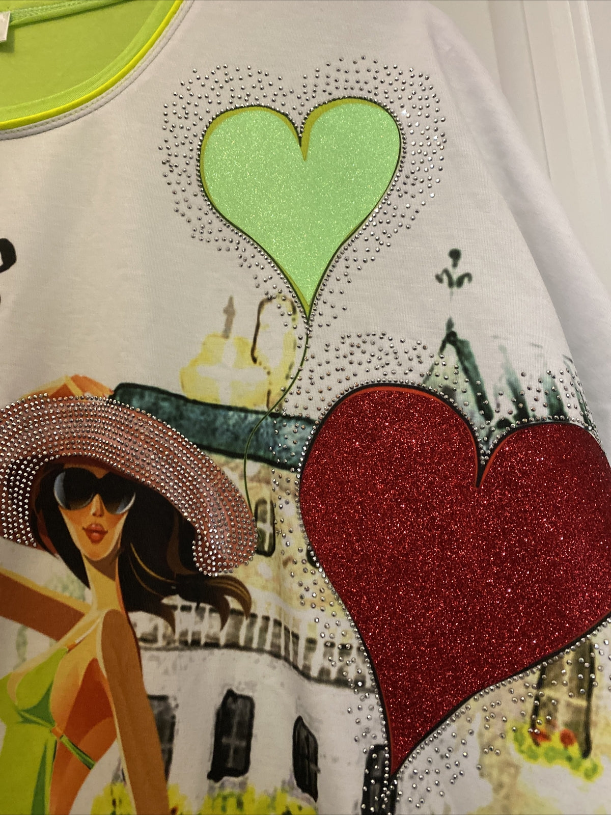 LaVelina Lime Green Graphic Oversized Top Sz 3XL Made In Turkey