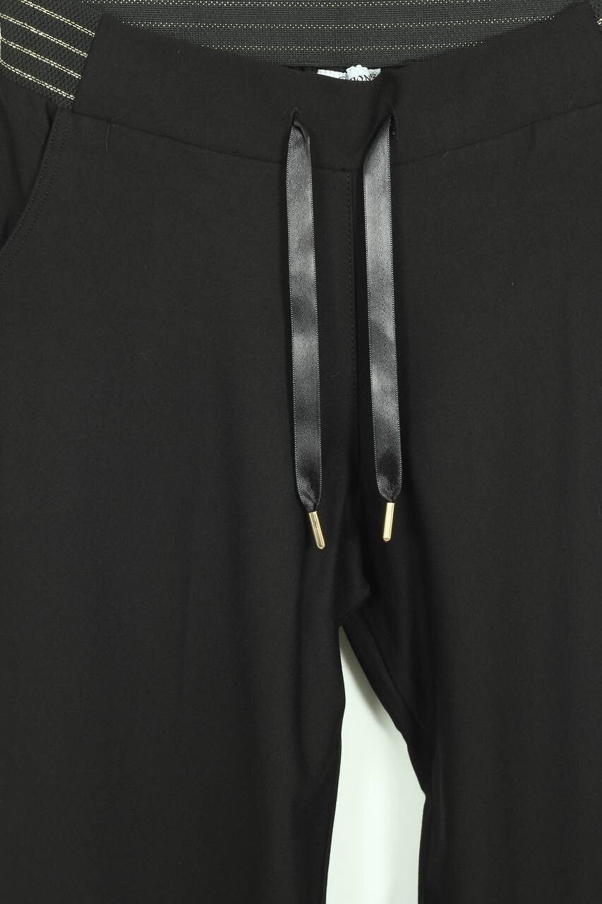 Motivation Pants Sz 18/48 Black Slim Fit Side Stripe Made In Turkey