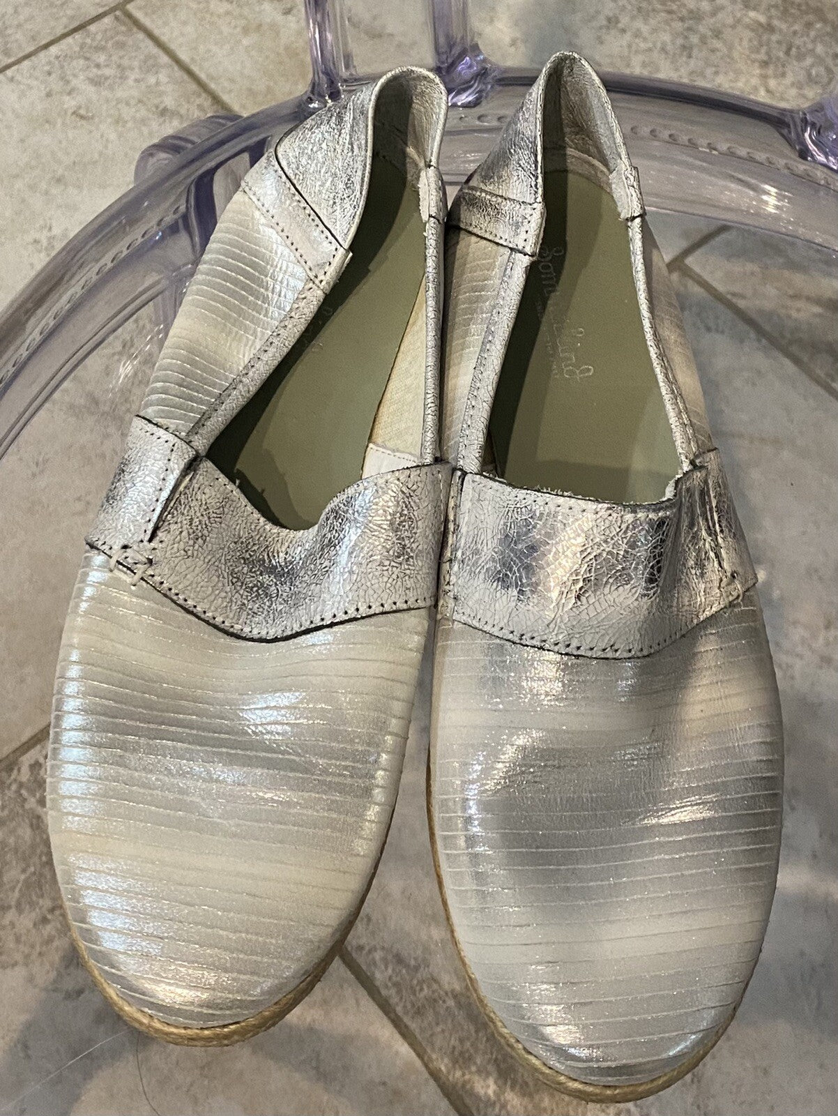 Sommerkind Silver New Leather Loafers, Sz 8.5 (39)