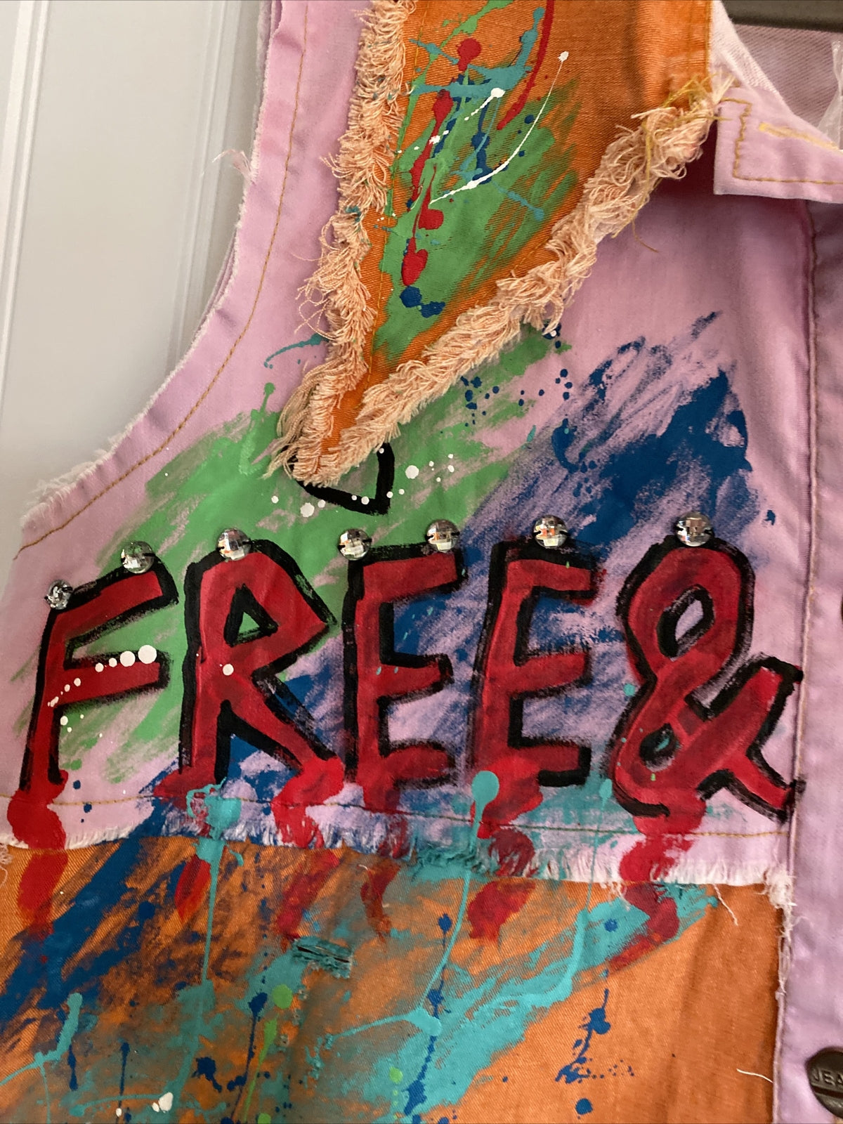 LaVelina Graffiti Art Denim Vest Sz 3X Made In Turkey