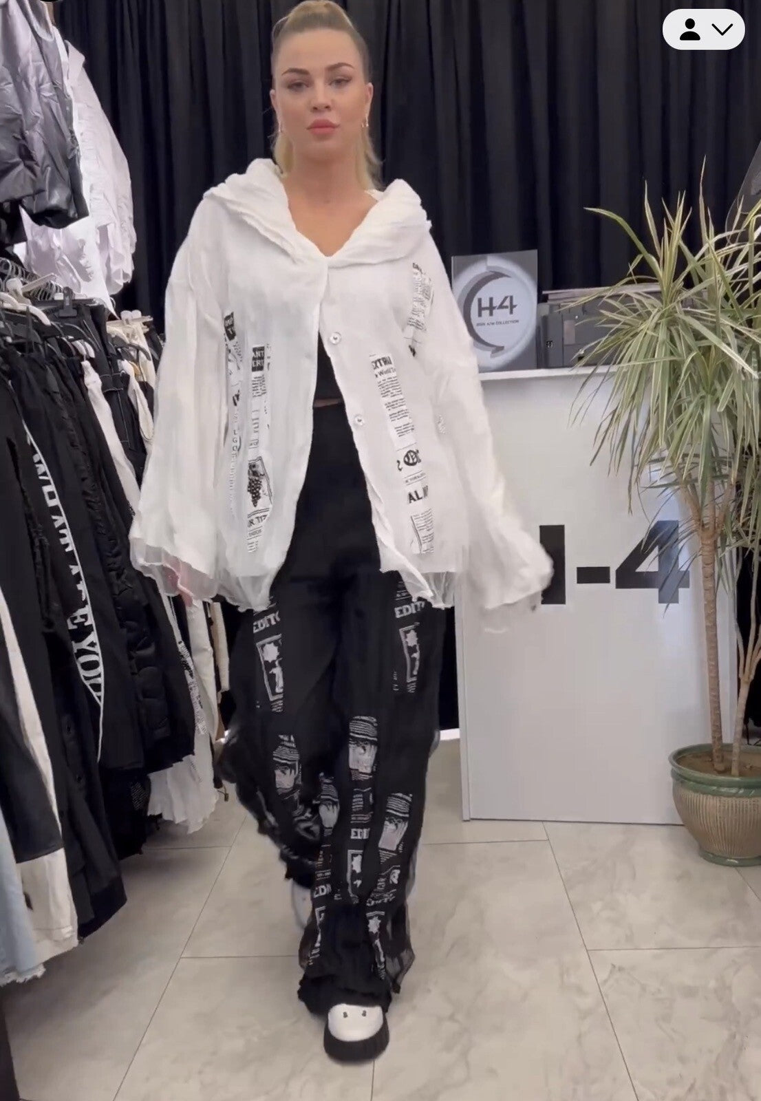 H4 Off White Oversized Jacket, Sz 18/38. Made In Turkey