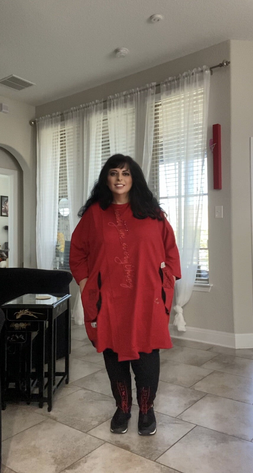 LaMaxx Red Oversize Tunic Dress Sz 20/48 Made In Turkey