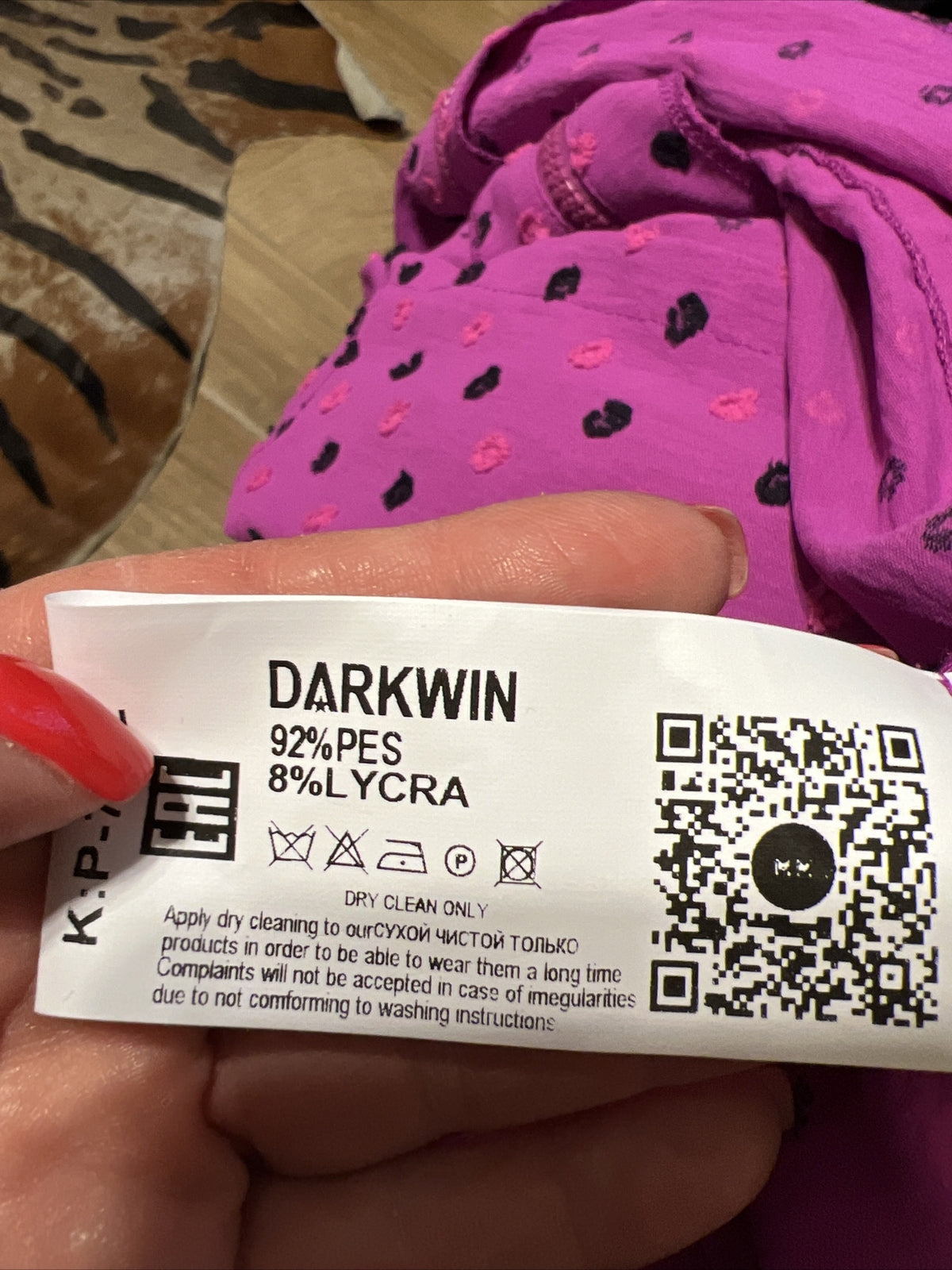 Darkwin 2 PCs Suit, Sz 20, Made In Turkey – Magenta Polka Dot Drawstring Set