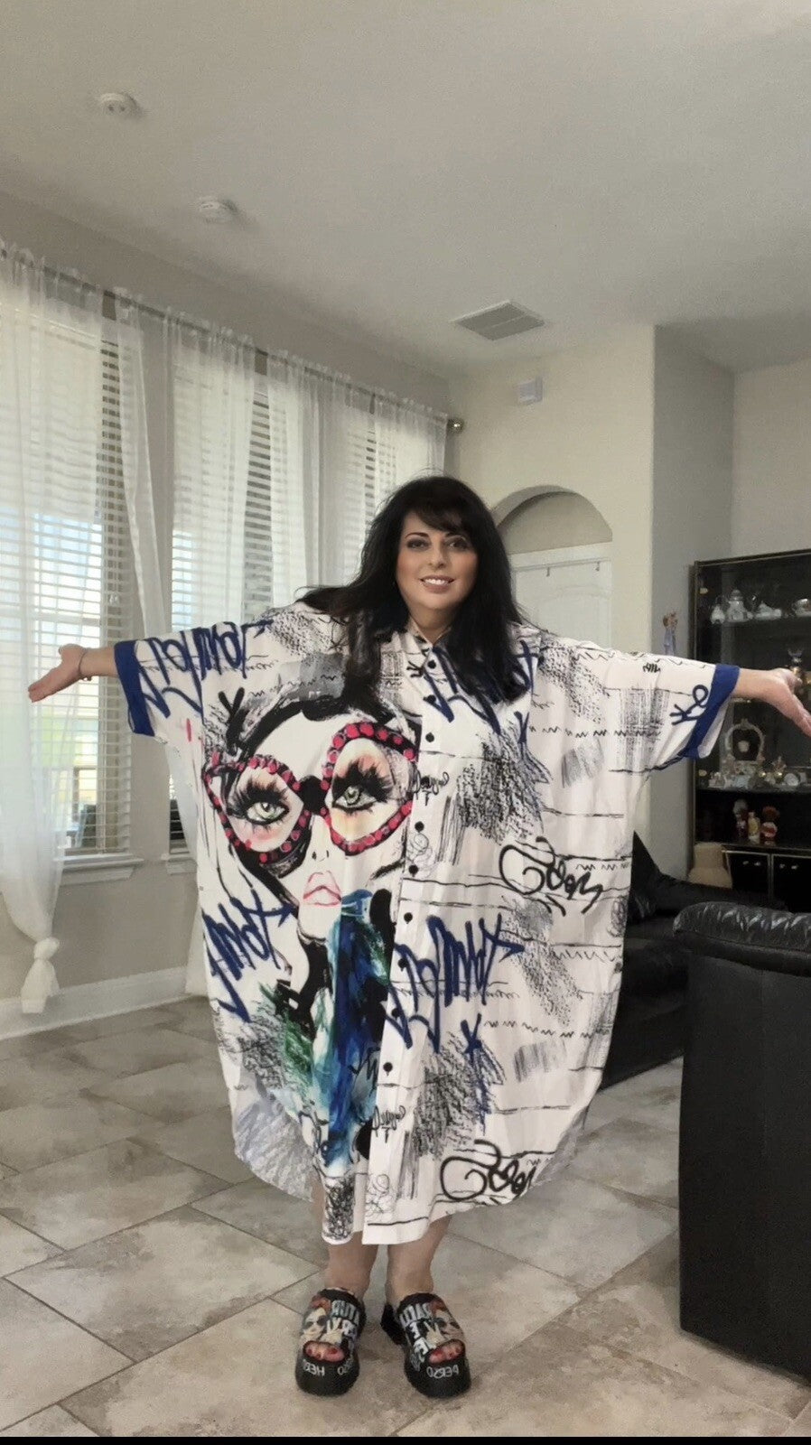 SALE!!!! Beside Fashion Oversized Graffiti Art Dress Sz 2/26 Made in Turkey