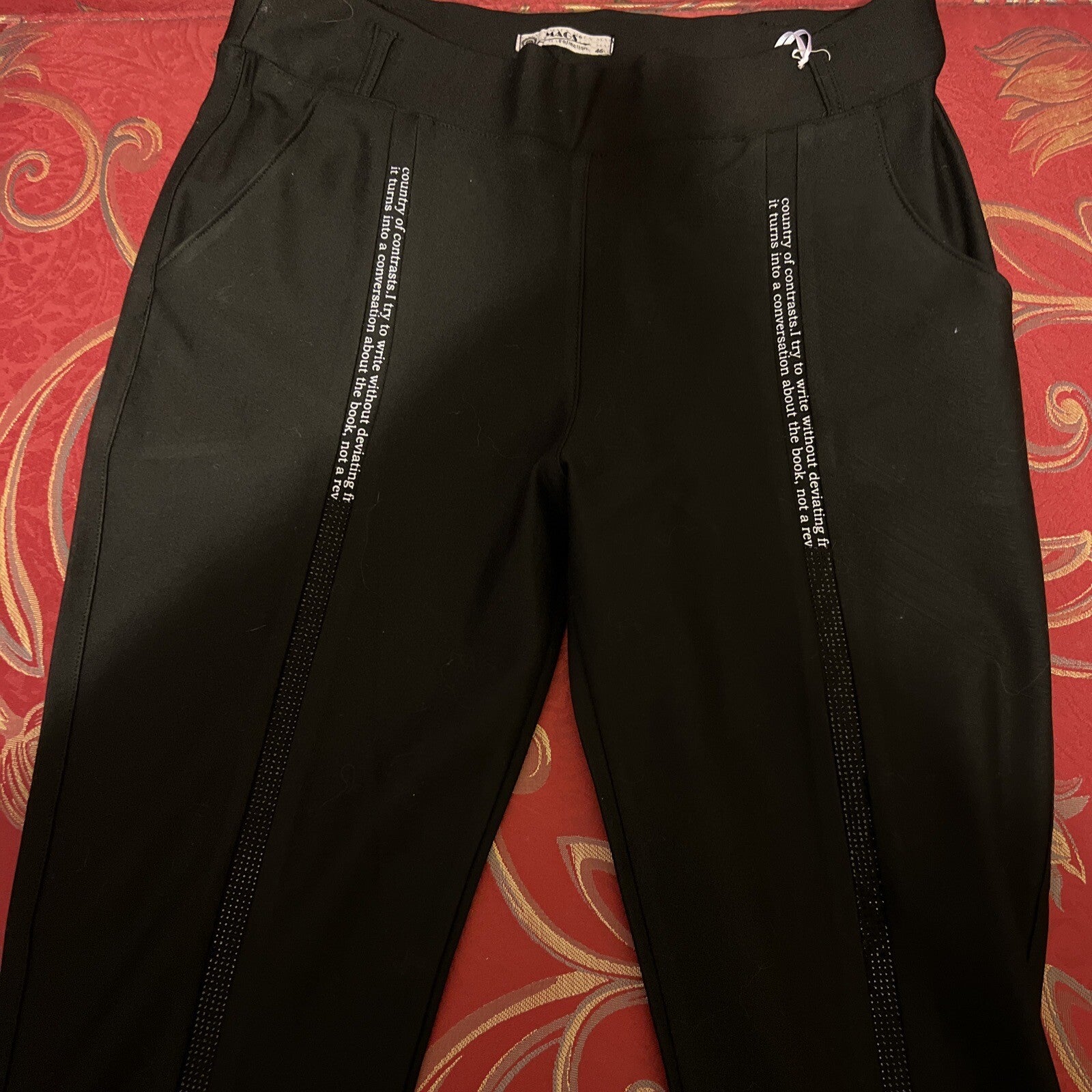 Mags Black Pants Sz 18/46 Stretch Slim Fit, Made In Turkey