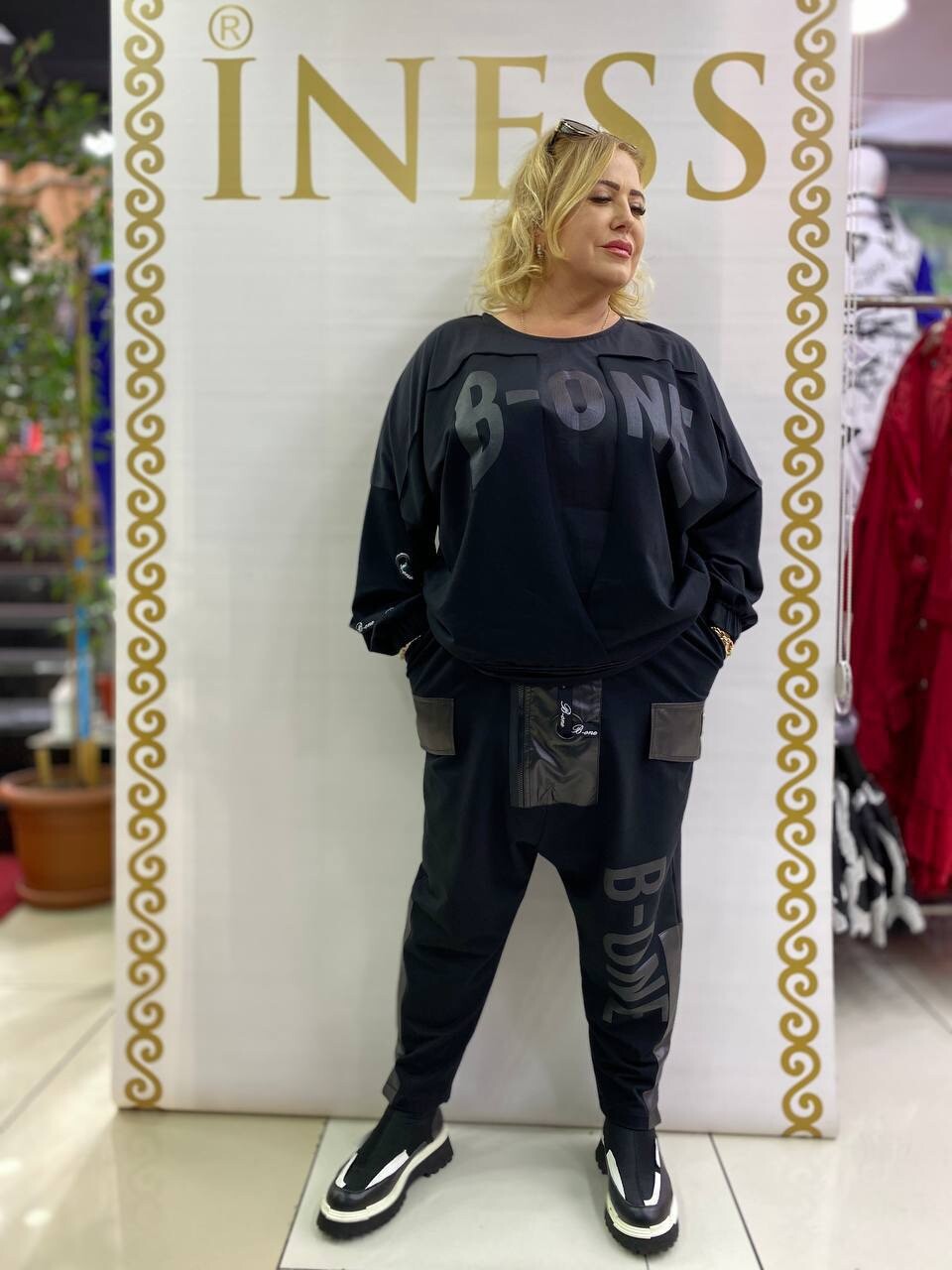 B-One Edgy Eco Leather Patch Pants Sz 16-18/46 Made in Turkey